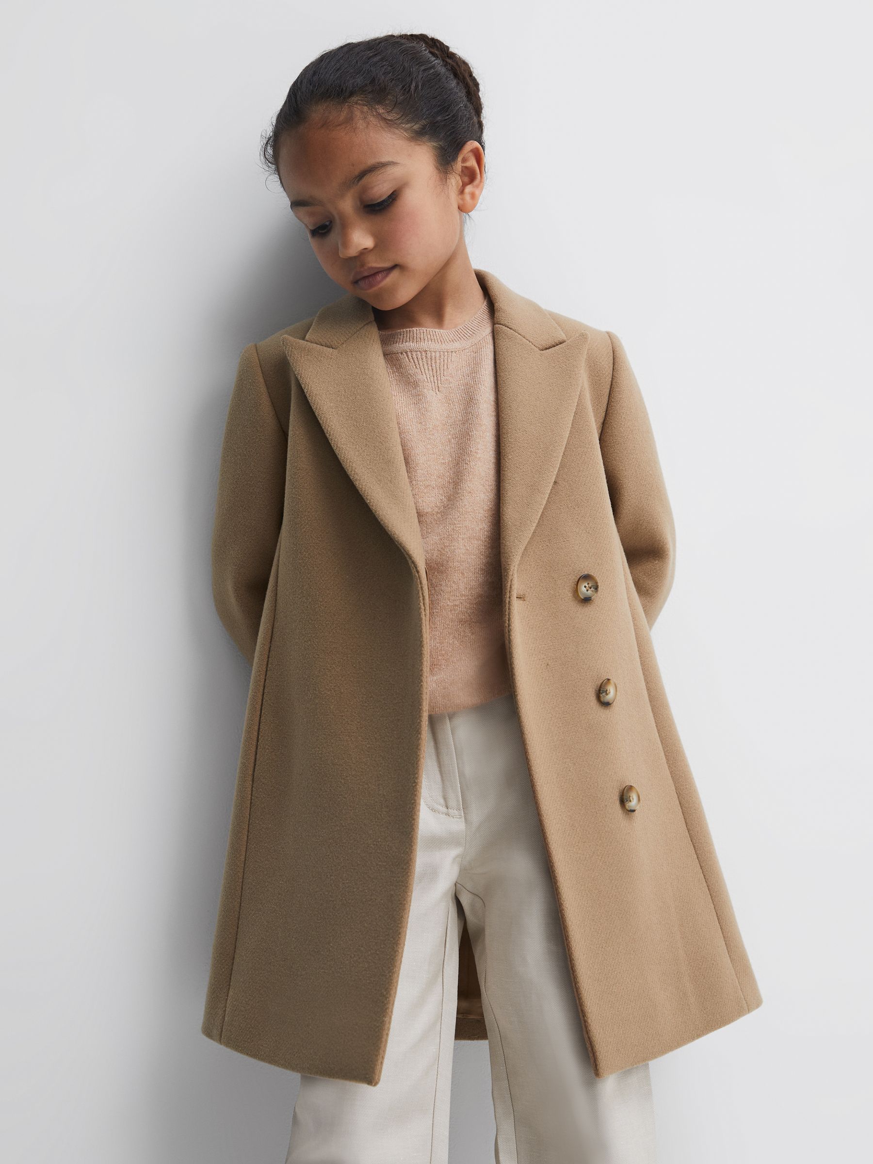 4-9 yrs Mid Length Wool Blend Coat in Camel - Image 6 of 7