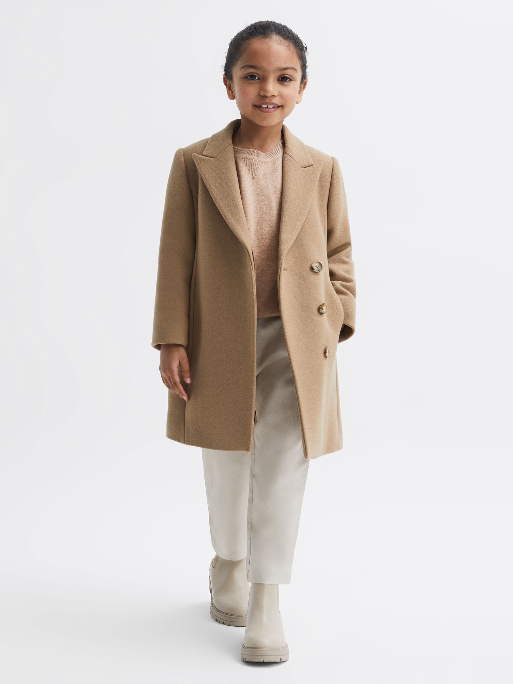 4-9 yrs Mid Length Wool Blend Coat in Camel - Image 7 of 7