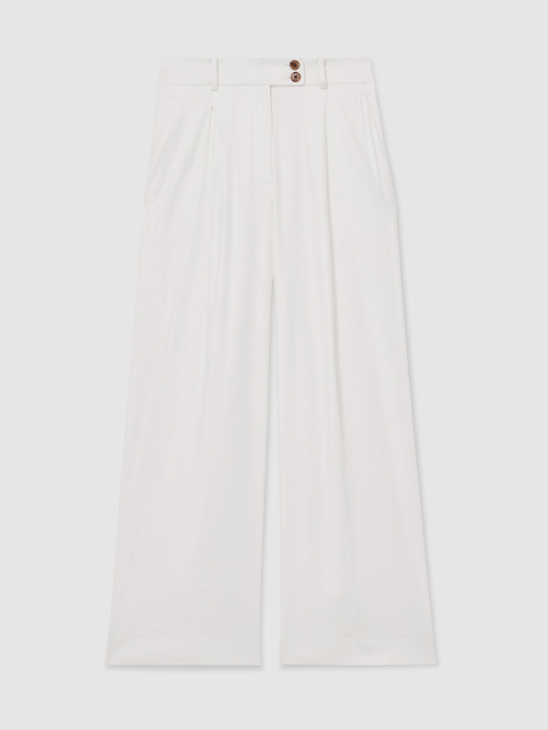 Linen-Blend Wide-Leg Trousers in White - Image 2 of 6