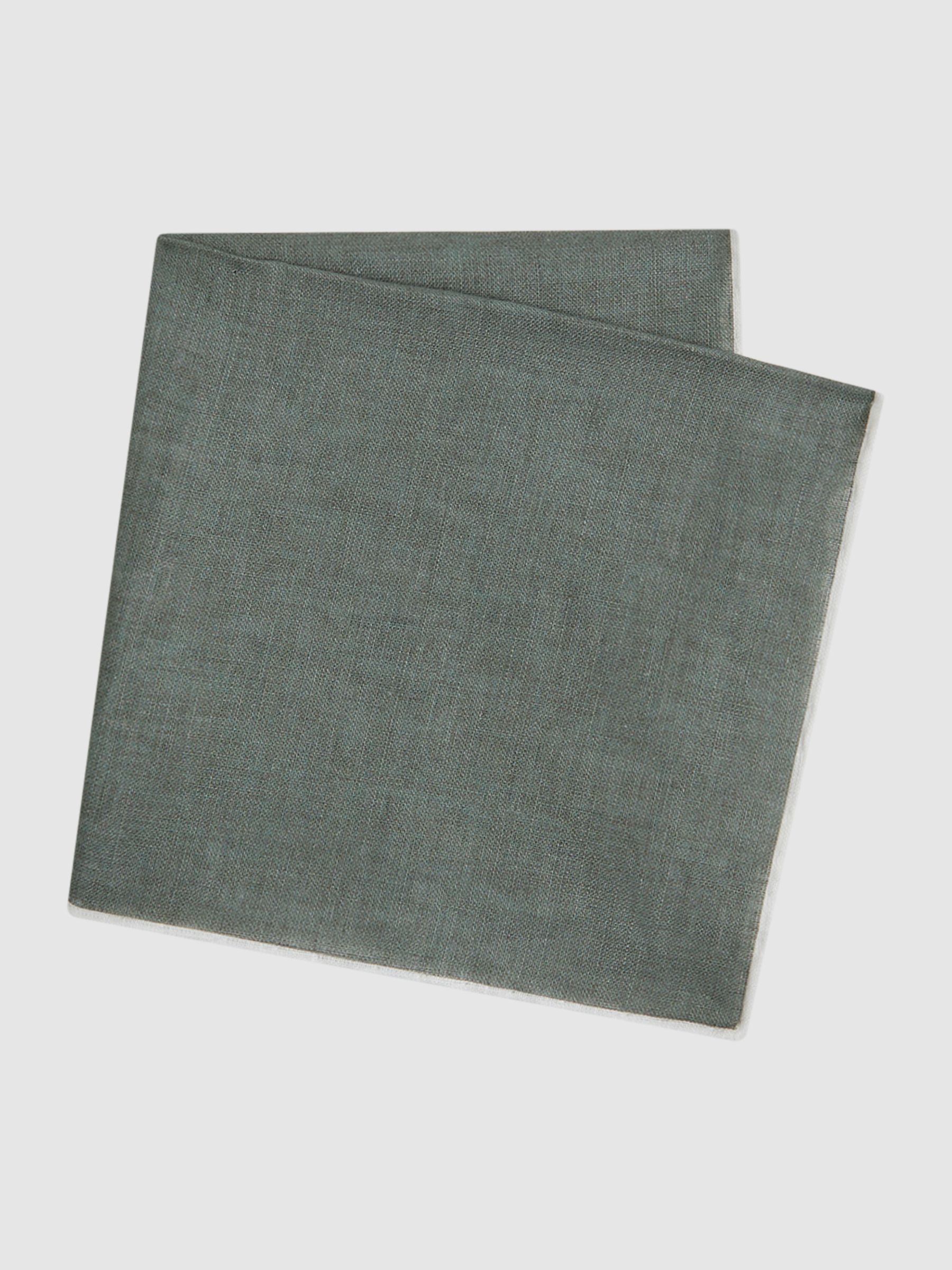 Linen Contrast Trim Pocket Square in Pistachio Melange - Image 3 of 5