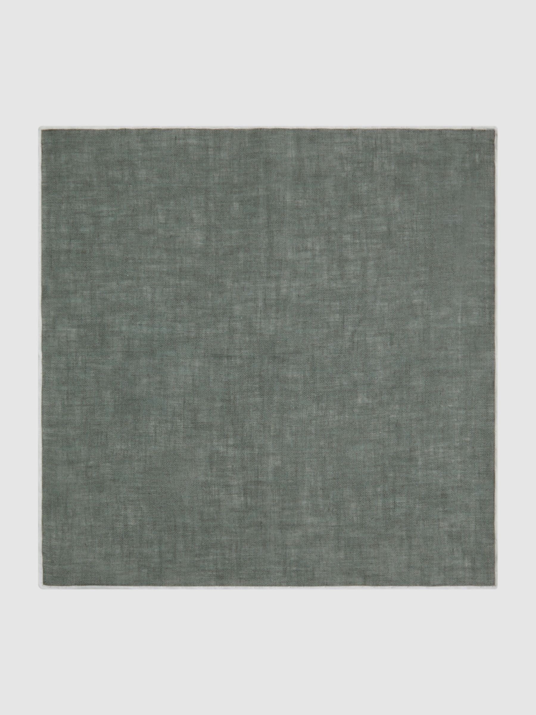 Linen Contrast Trim Pocket Square in Pistachio Melange - Image 4 of 5