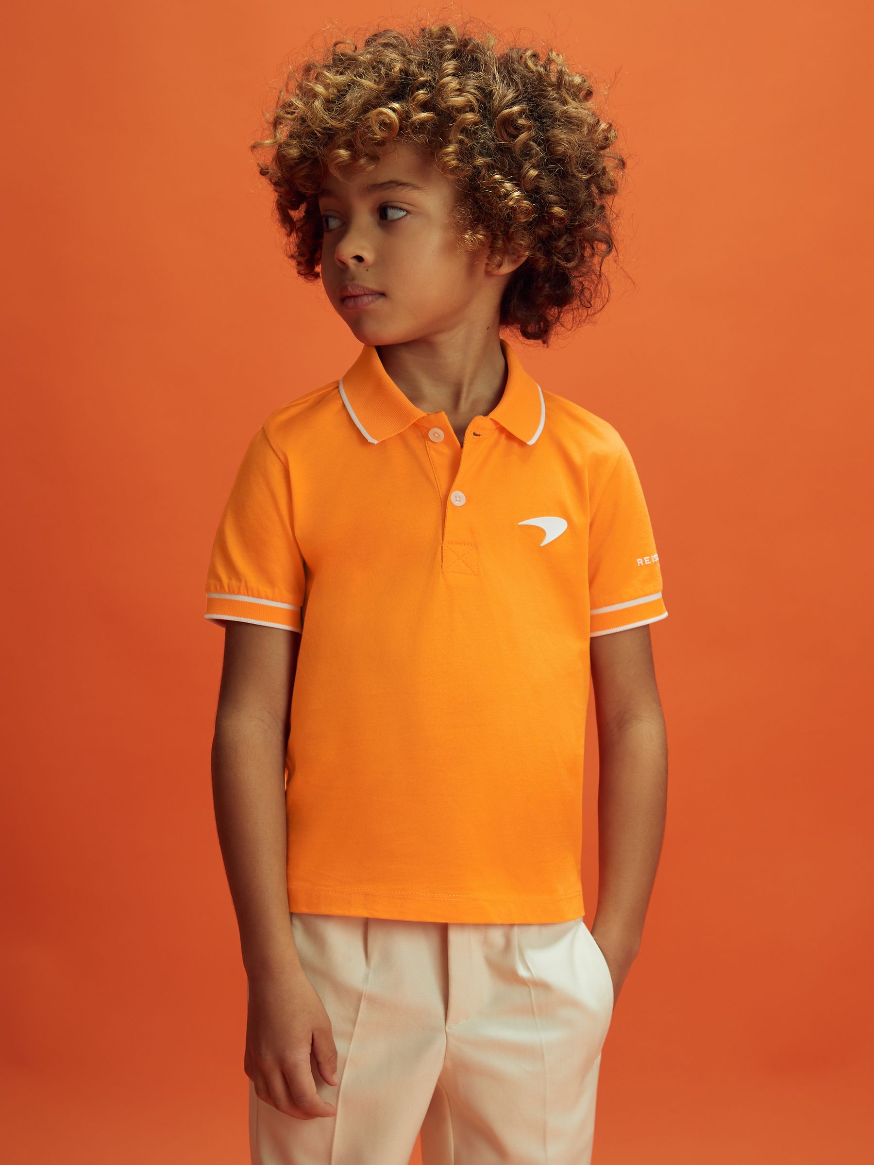 13-14 yrs McLaren F1 Mercerised Cotton Polo Shirt in Papaya - Image 3 of 12
