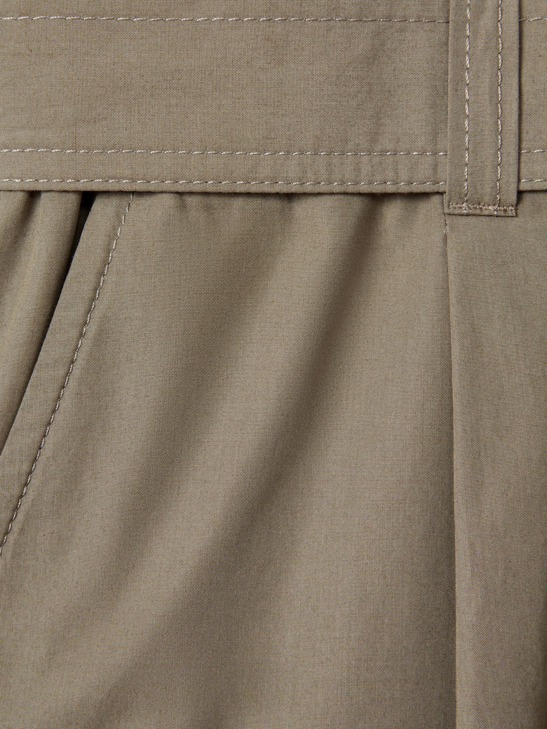 Cotton Tapered Parachute Trousers in Khaki - Image 6 of 6