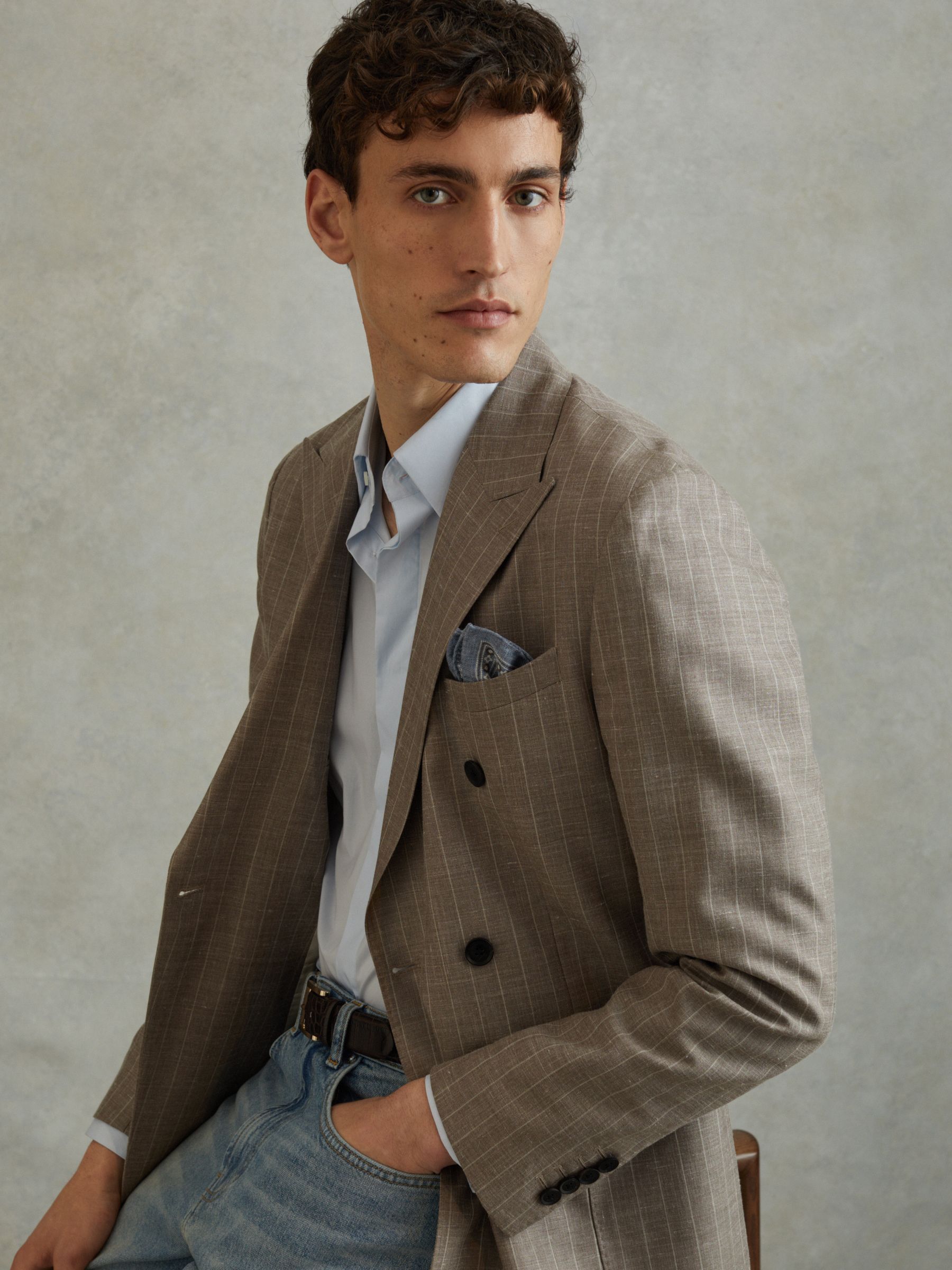 Silk Reversible Pocket Square in Airforce Blue Melange - Image 2 of 5