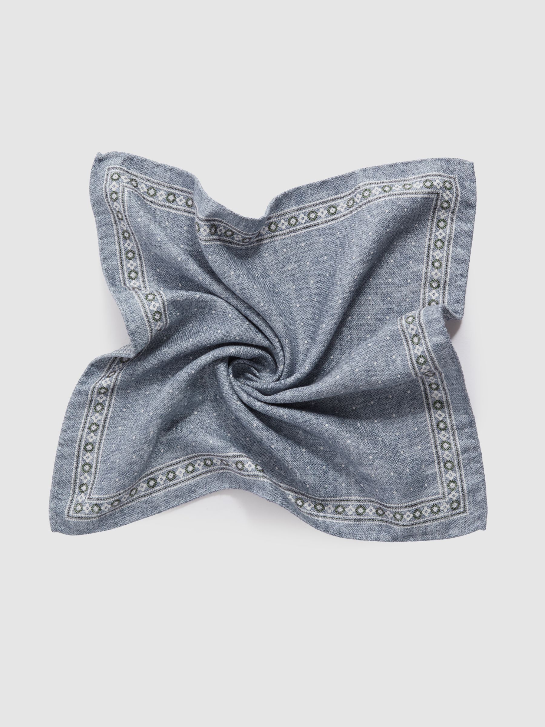 Silk Reversible Pocket Square in Airforce Blue Melange - Image 5 of 5