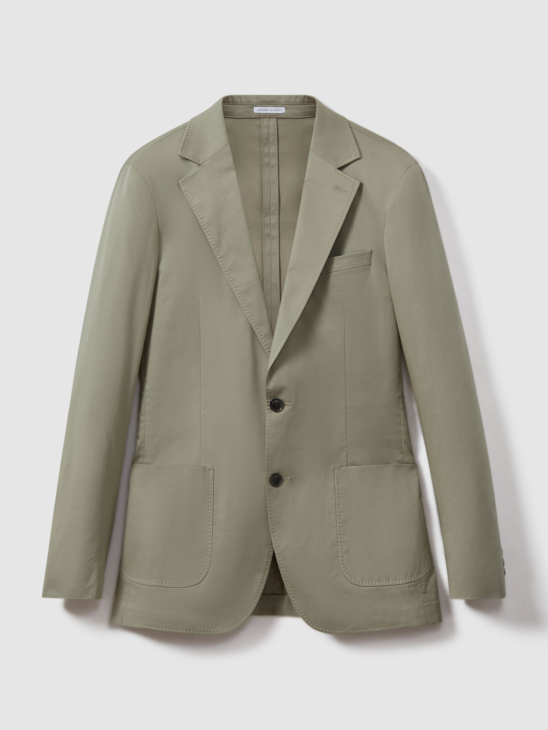 Slim Fit Cotton Blend Single Breasted Blazer in Sage - Image 7 of 7