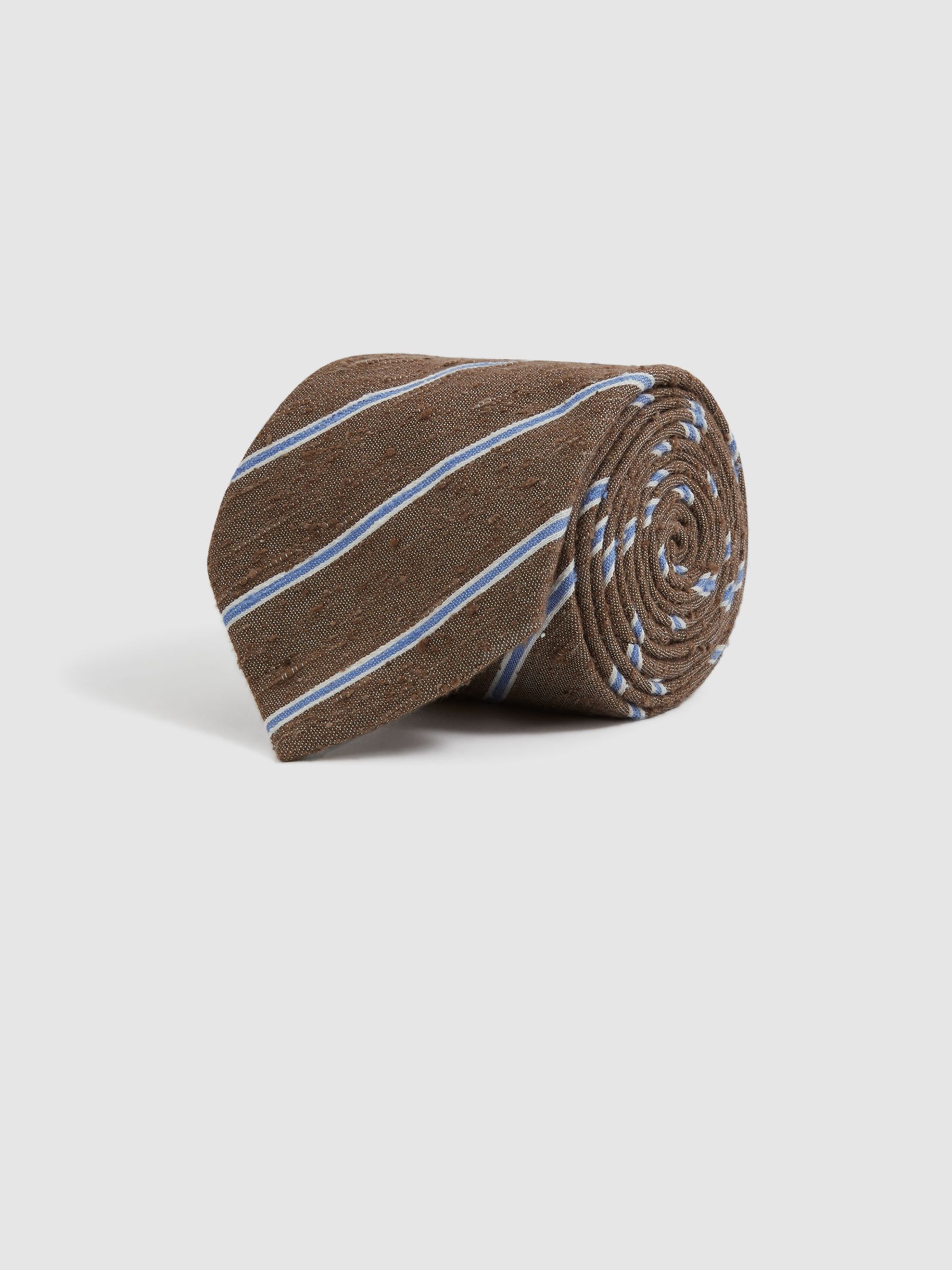 Silk Blend Textured Tie in Chocolate Melange - Image 4 of 6