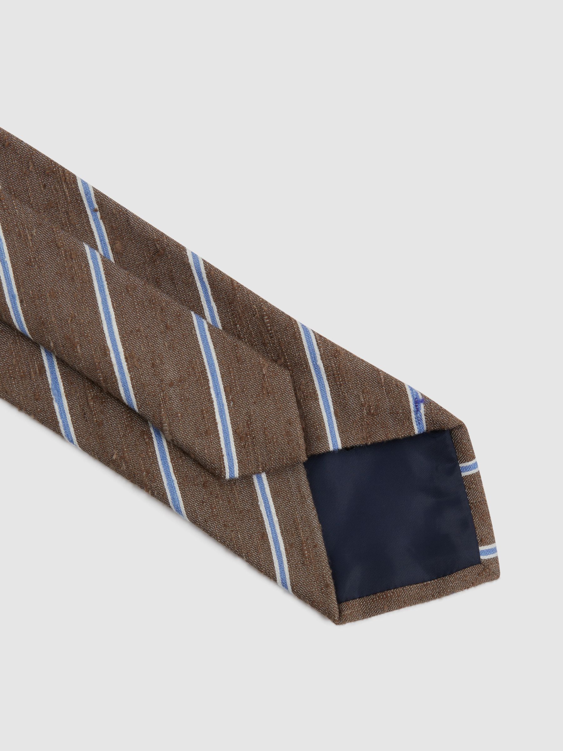 Silk Blend Textured Tie in Chocolate Melange - Image 5 of 6