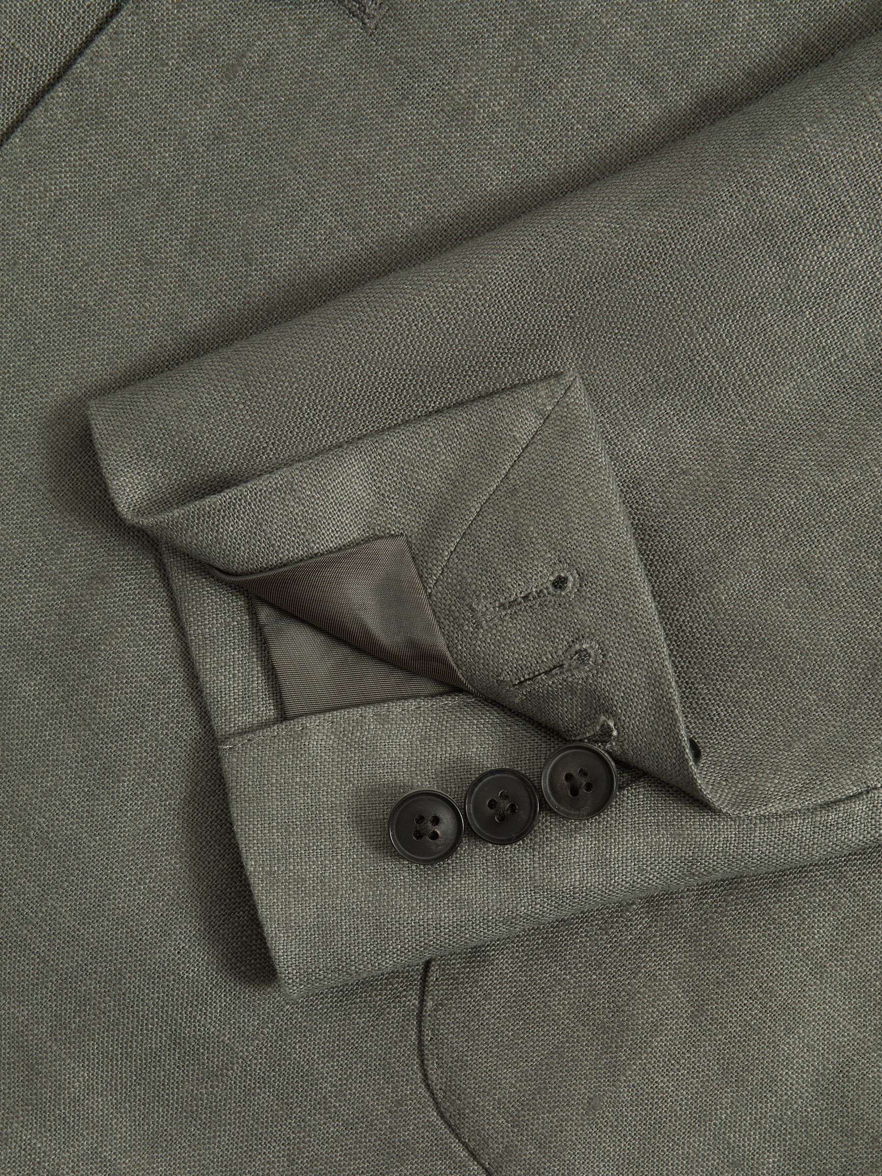 Linen Double Breasted Blazer in Dark Sage - Image 5 of 7