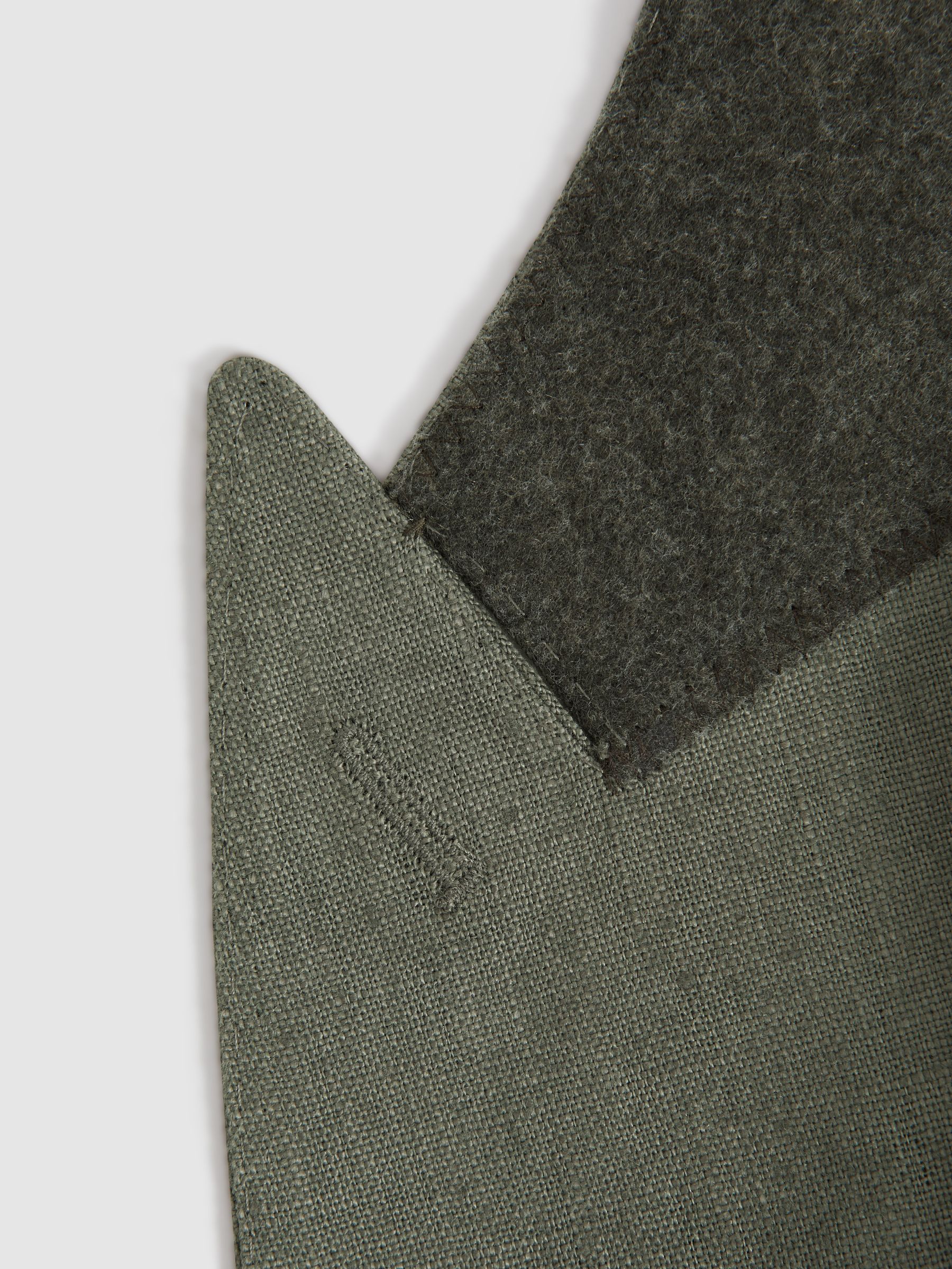 Linen Double Breasted Blazer in Dark Sage - Image 6 of 7
