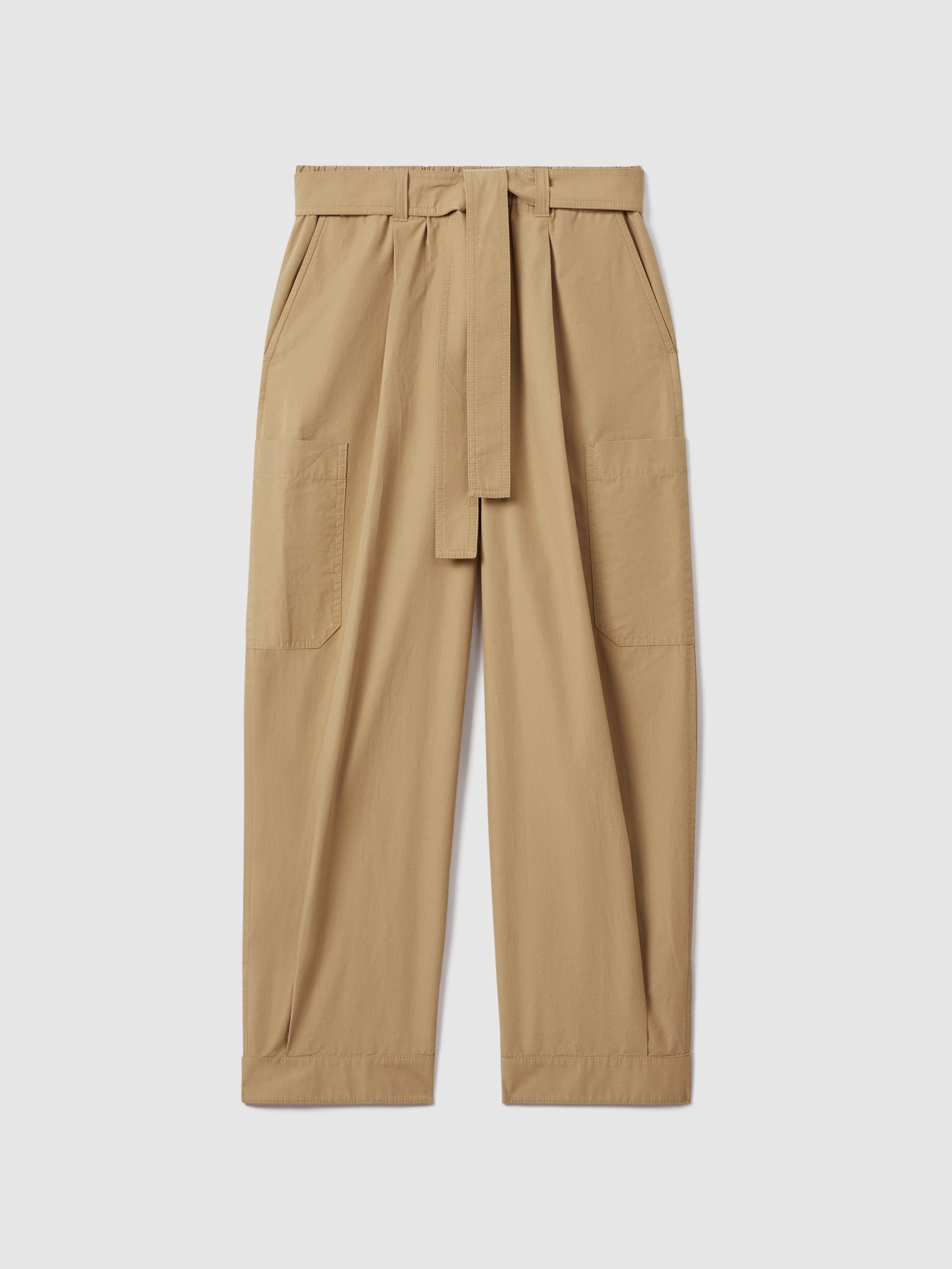 Cotton Tapered Parachute Trousers in Sand - Image 2 of 6