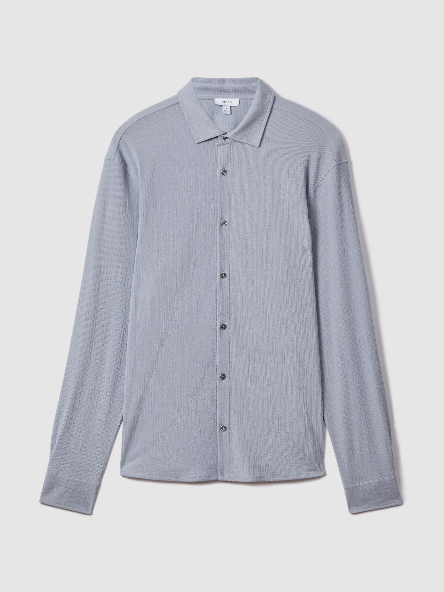 Textured Button-Through Shirt in Porcelain Blue - Image 2 of 6