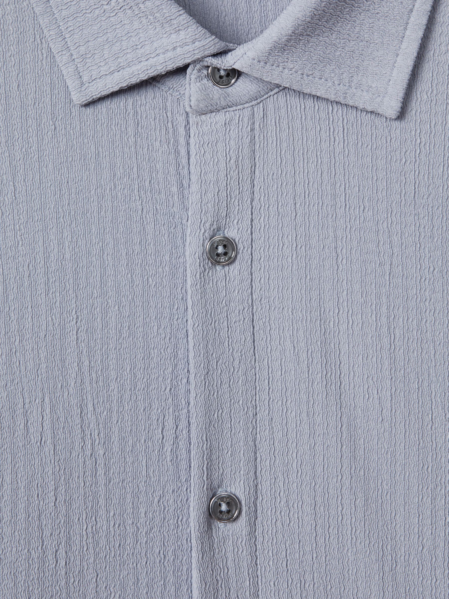 Textured Button-Through Shirt in Porcelain Blue - Image 6 of 6