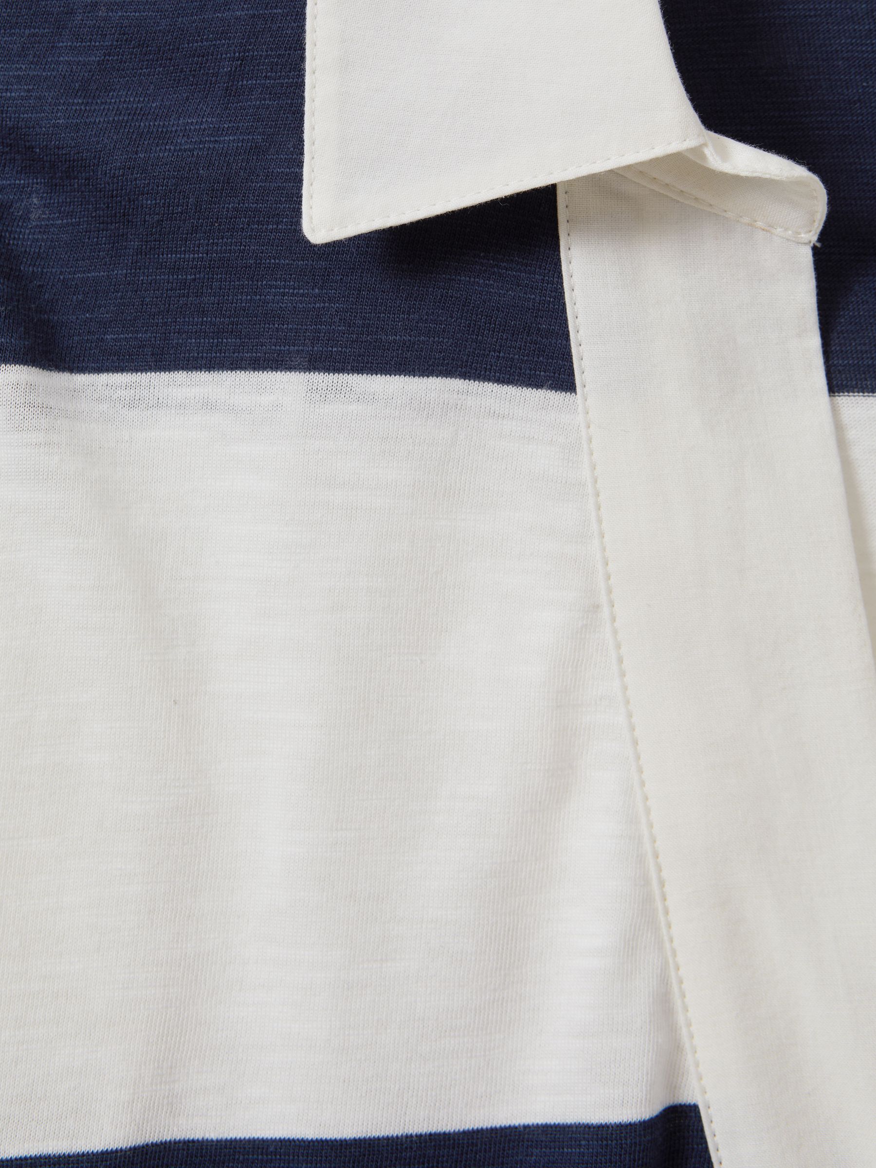 Striped Cotton Open-Collar Jumper in Navy/Ivory - Image 6 of 6