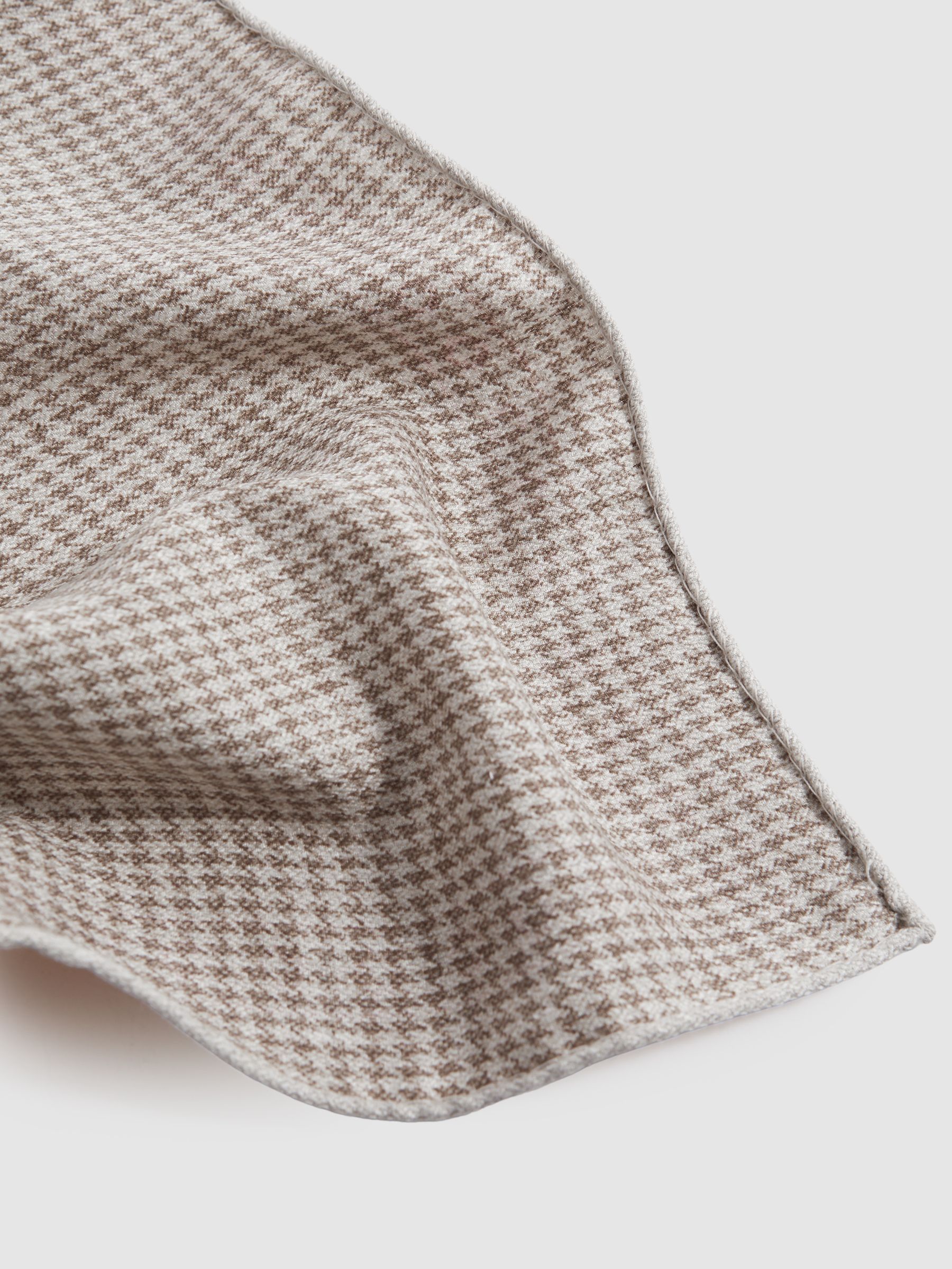 Silk Reversible Pocket Square in Oatmeal Melange - Image 4 of 5