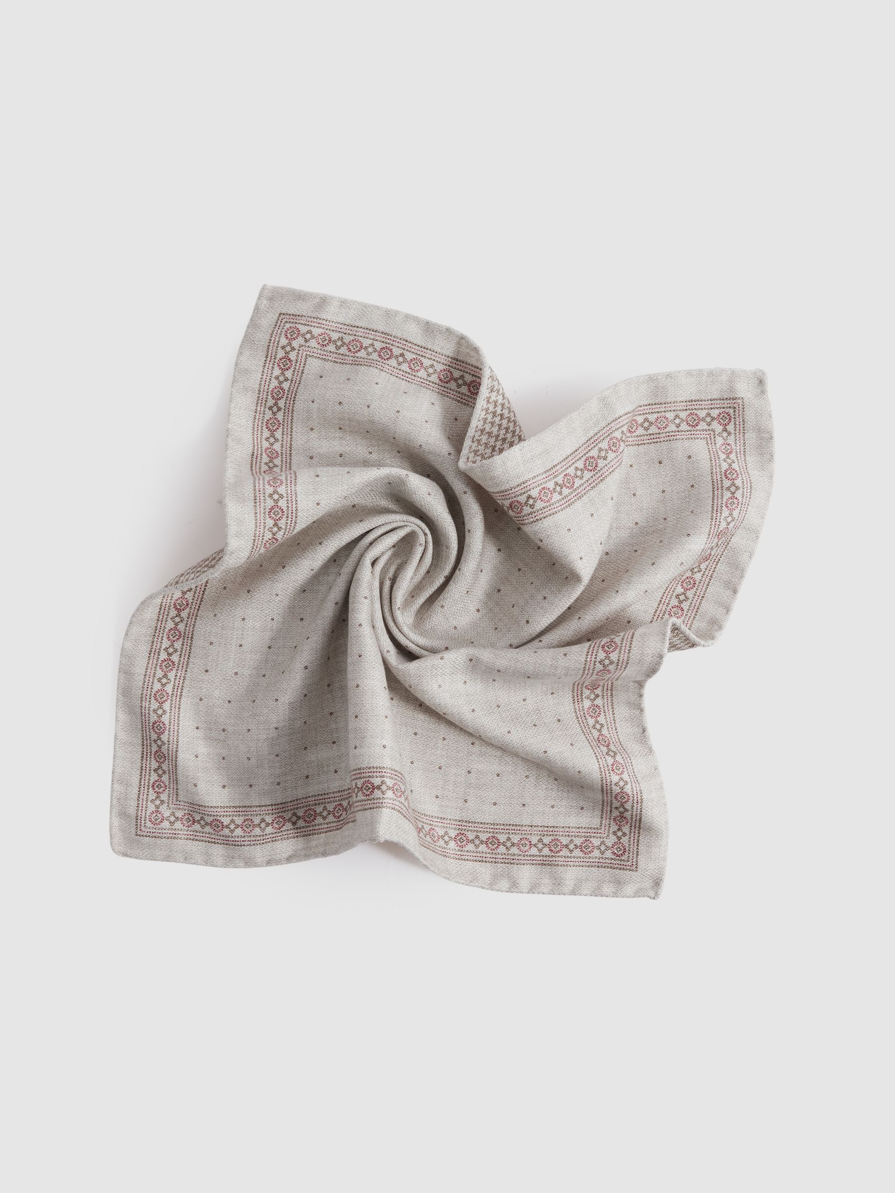 Silk Reversible Pocket Square in Oatmeal Melange - Image 5 of 5