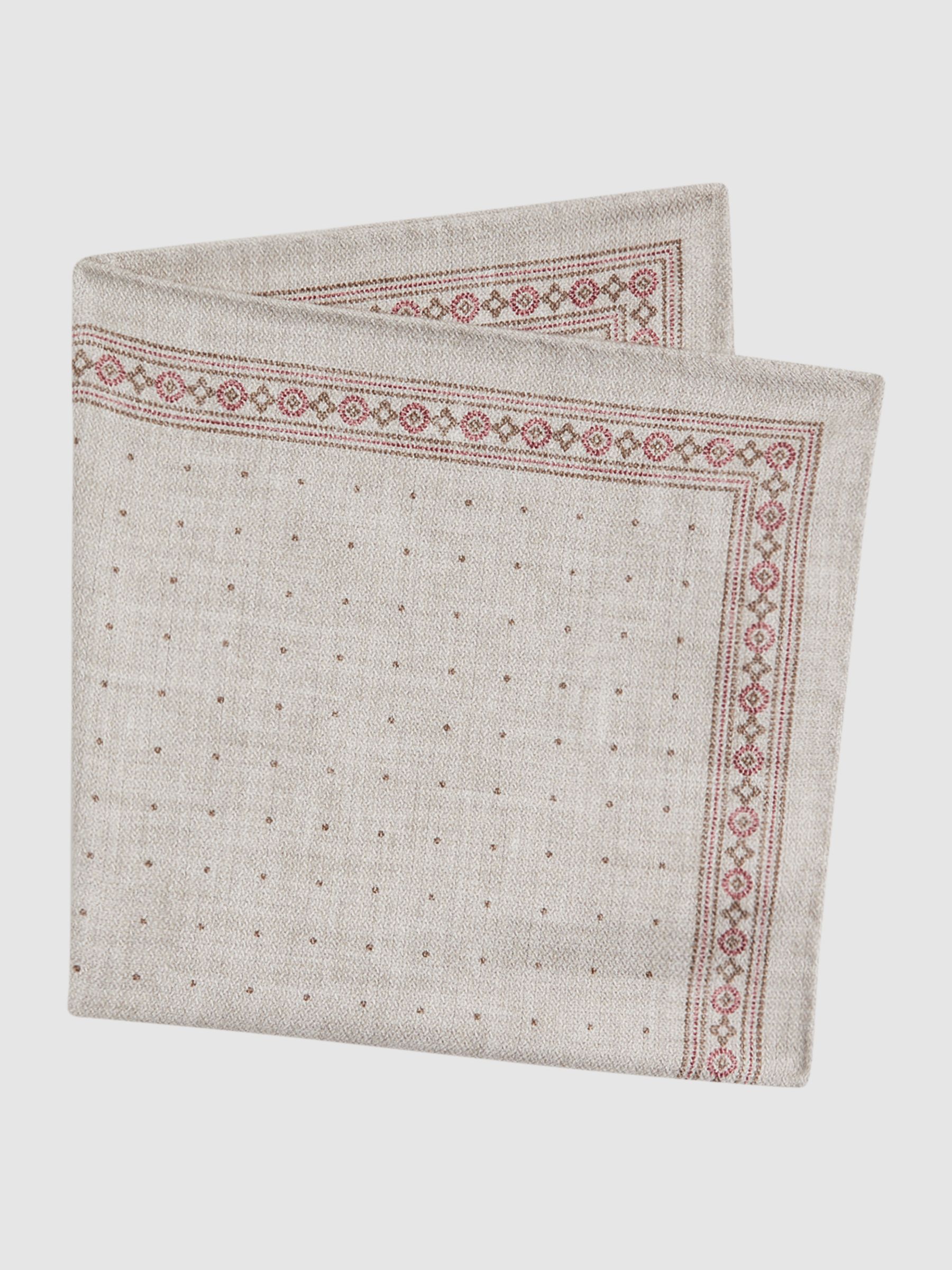 Silk Reversible Pocket Square in Oatmeal Melange - Image 7 of 8