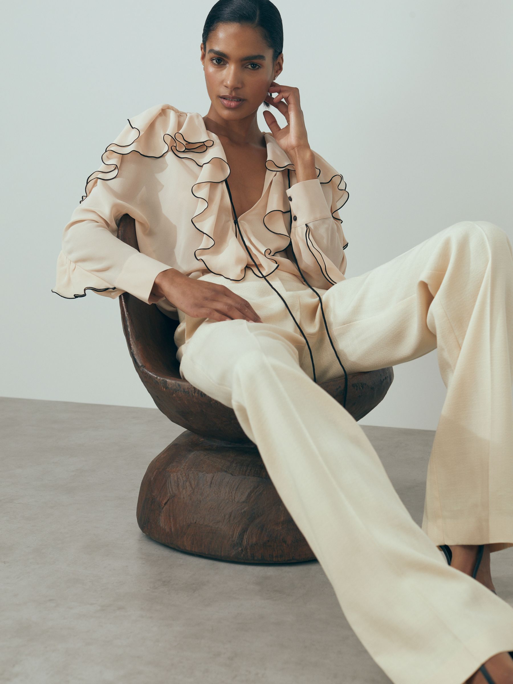 Atelier Silk Ruffle Blouse in Blush - Image 1 of 6