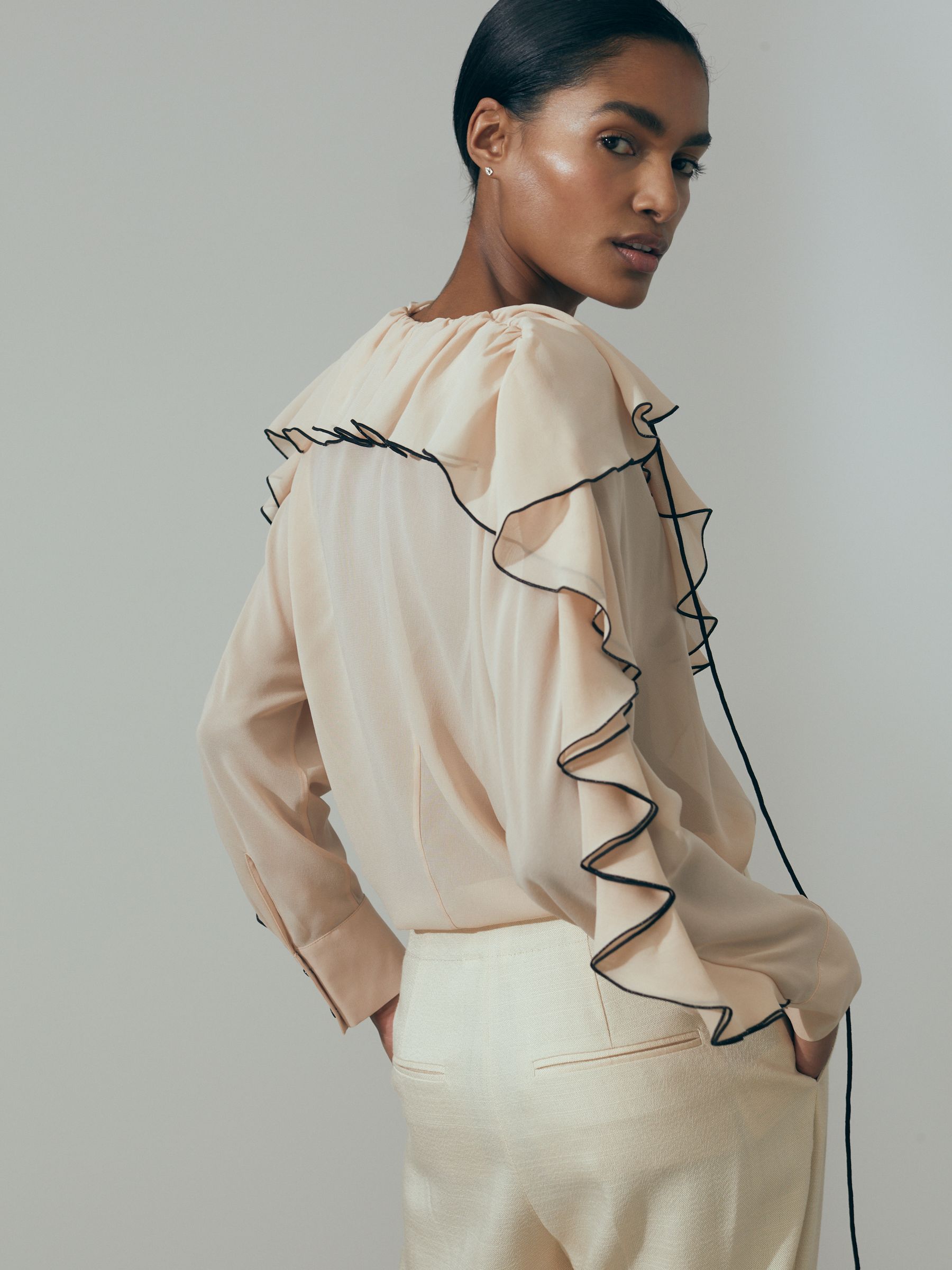 Atelier Silk Ruffle Blouse in Blush - Image 3 of 6