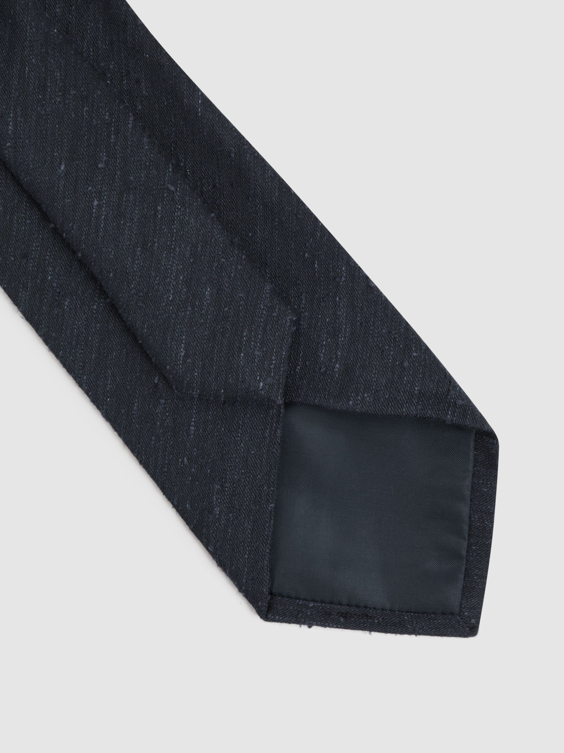 Textured Silk Blend Tie in Indigo - Image 4 of 5