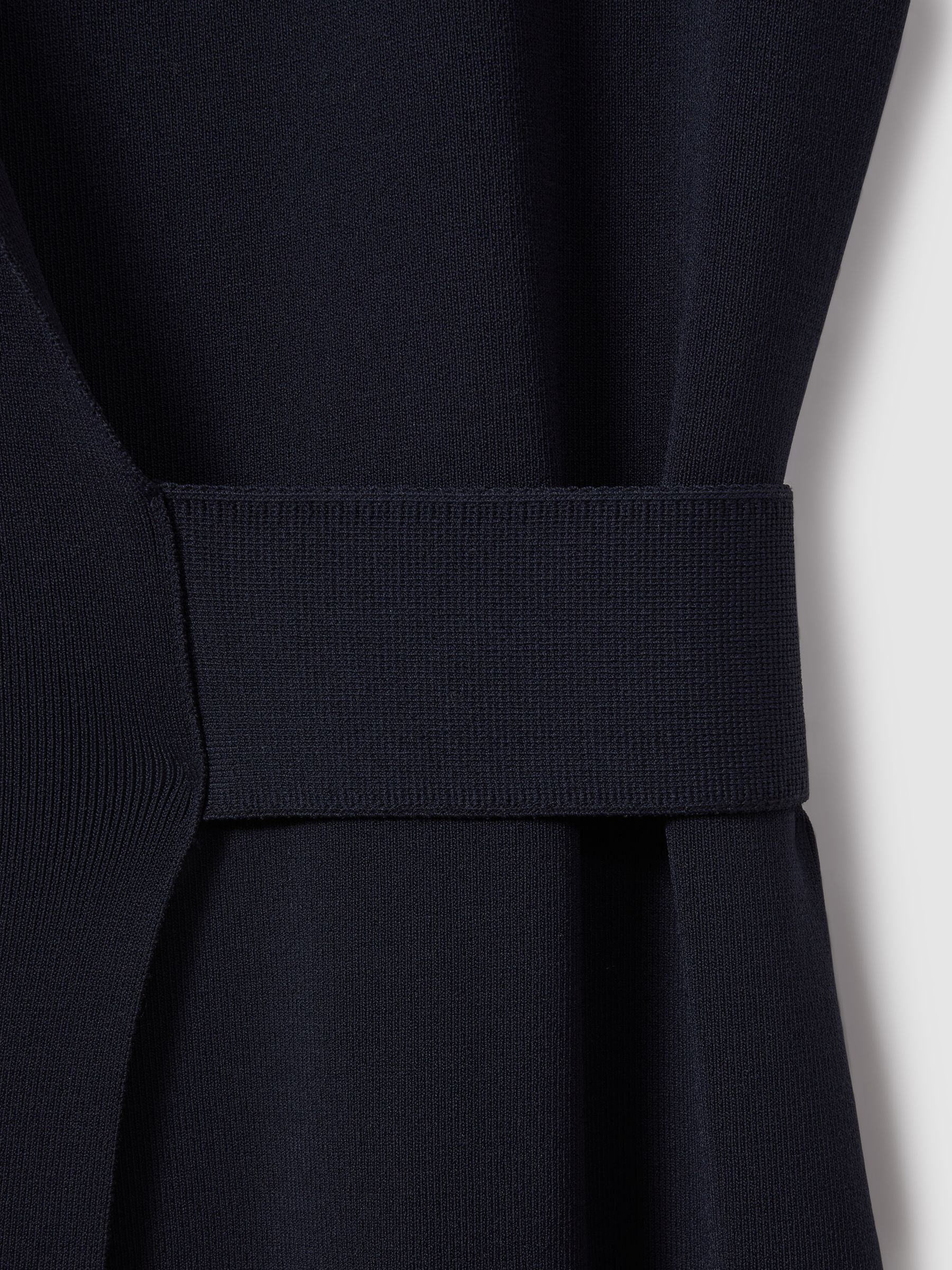 Knitted Wrap-Front Midi Dress in Navy - Image 5 of 5