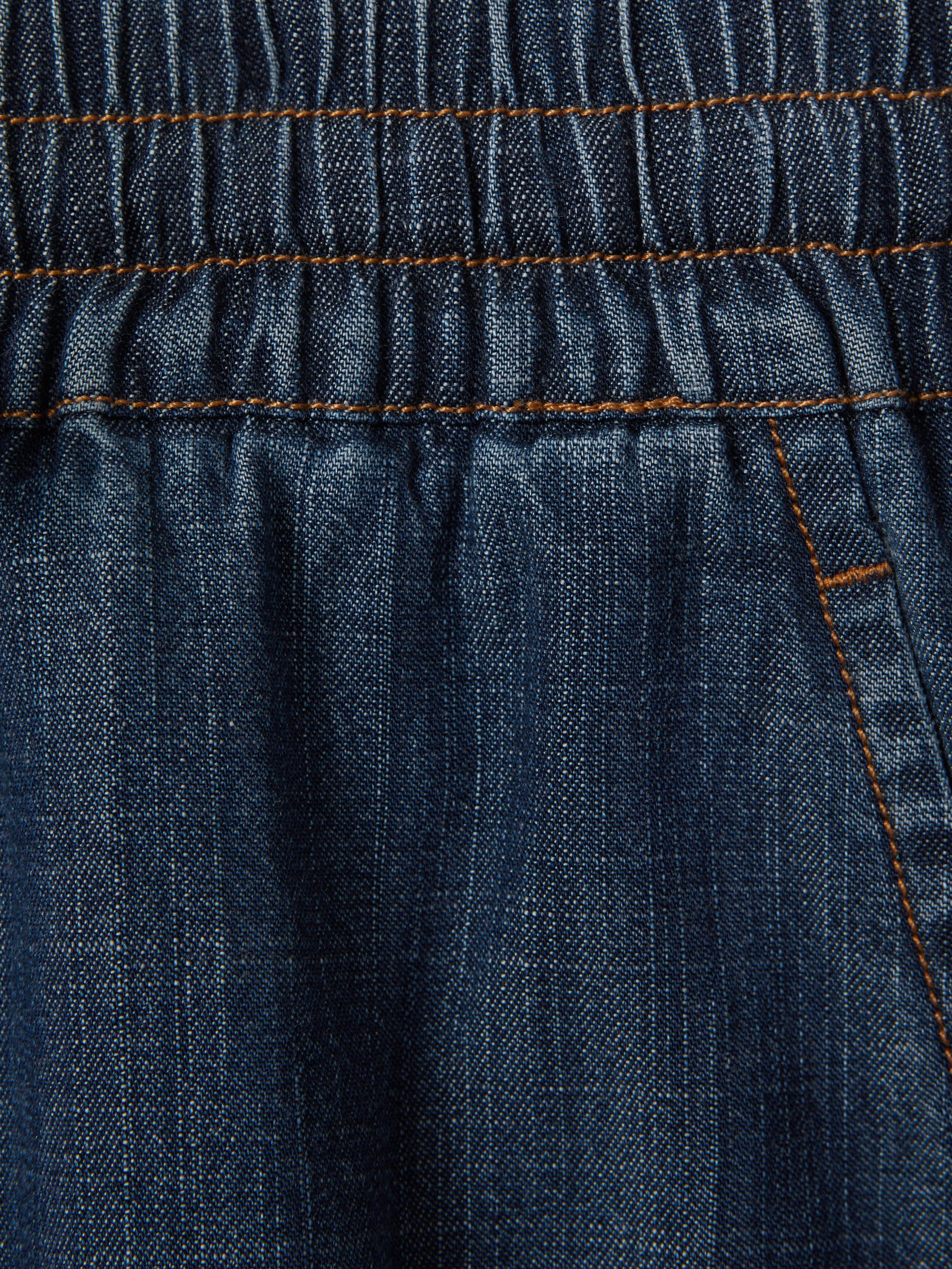 Denim Look Wide Leg Trousers in Mid Blue - Image 6 of 6