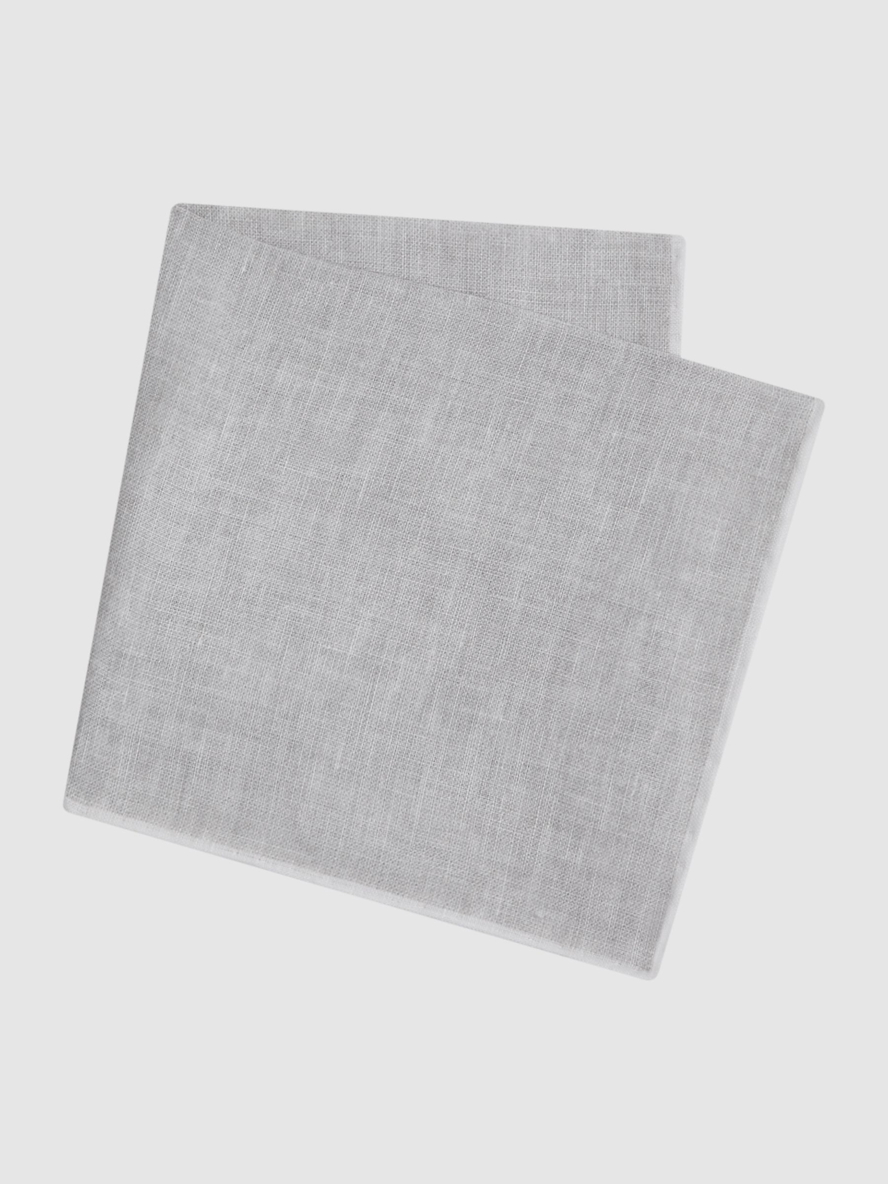 Linen Contrast Trim Pocket Square in Soft Ice - Image 3 of 5