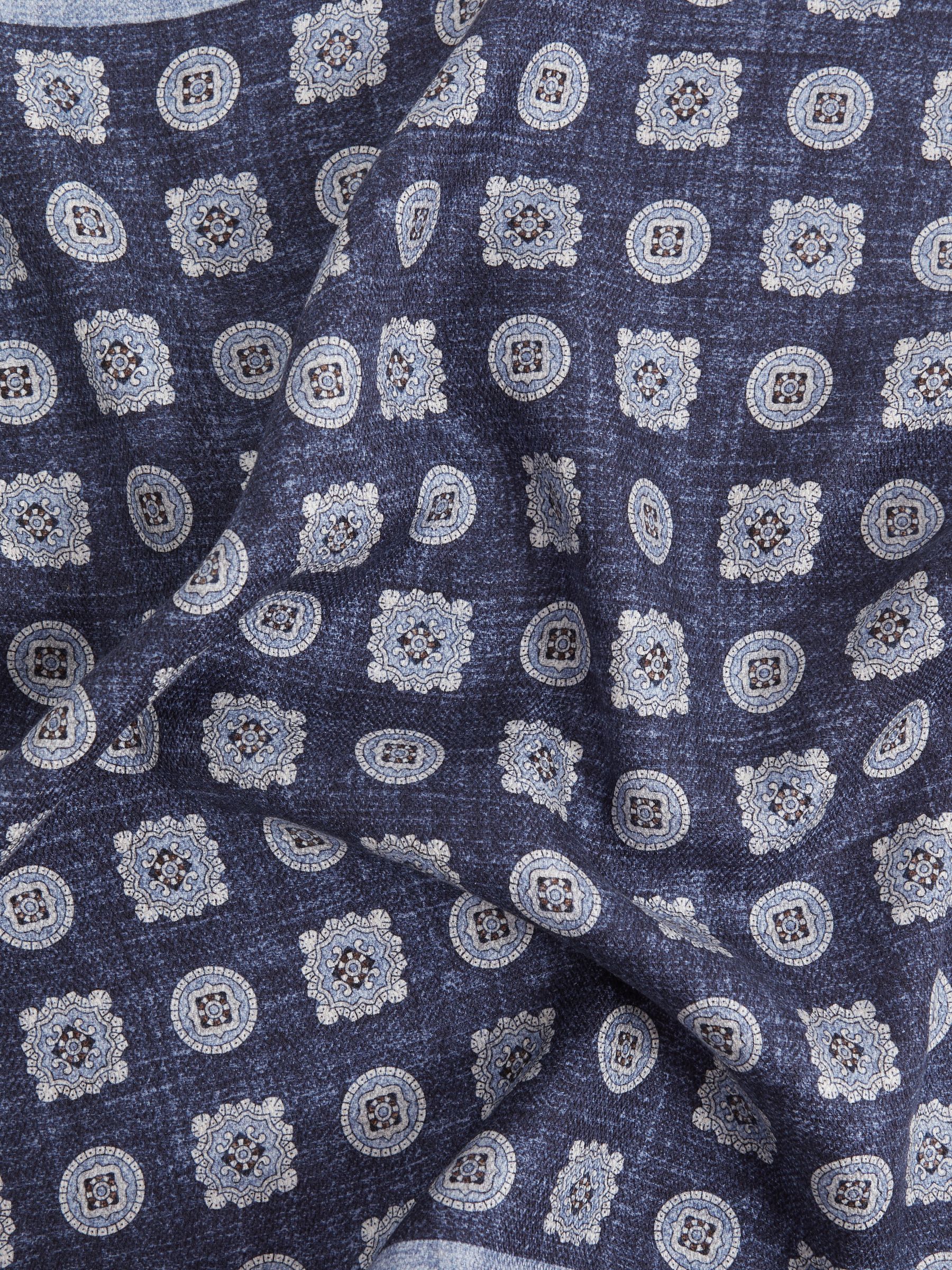 Silk Reversible Pocket Square in Indigo Melange - Image 3 of 5