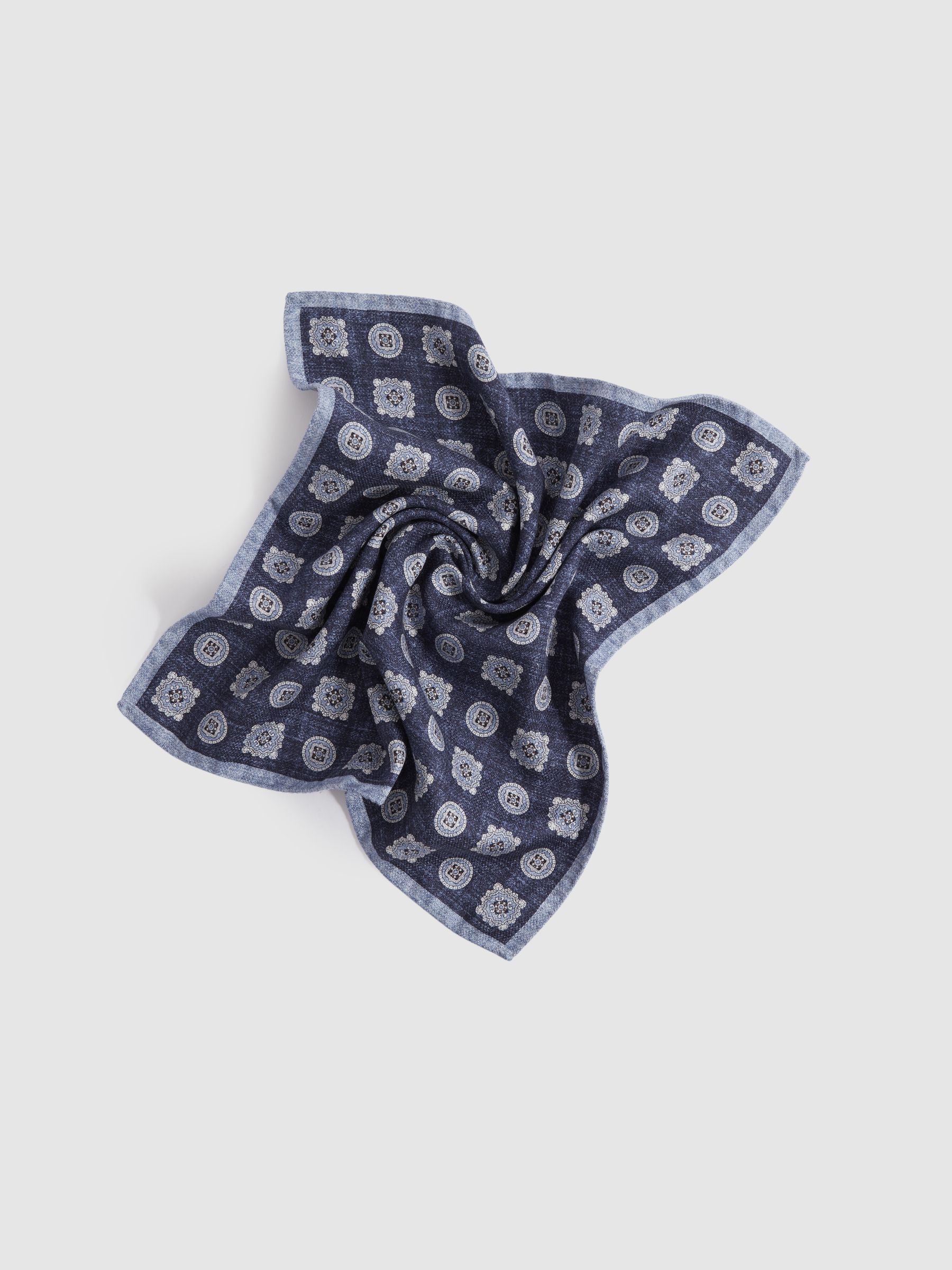 Silk Reversible Pocket Square in Indigo Melange - Image 5 of 5