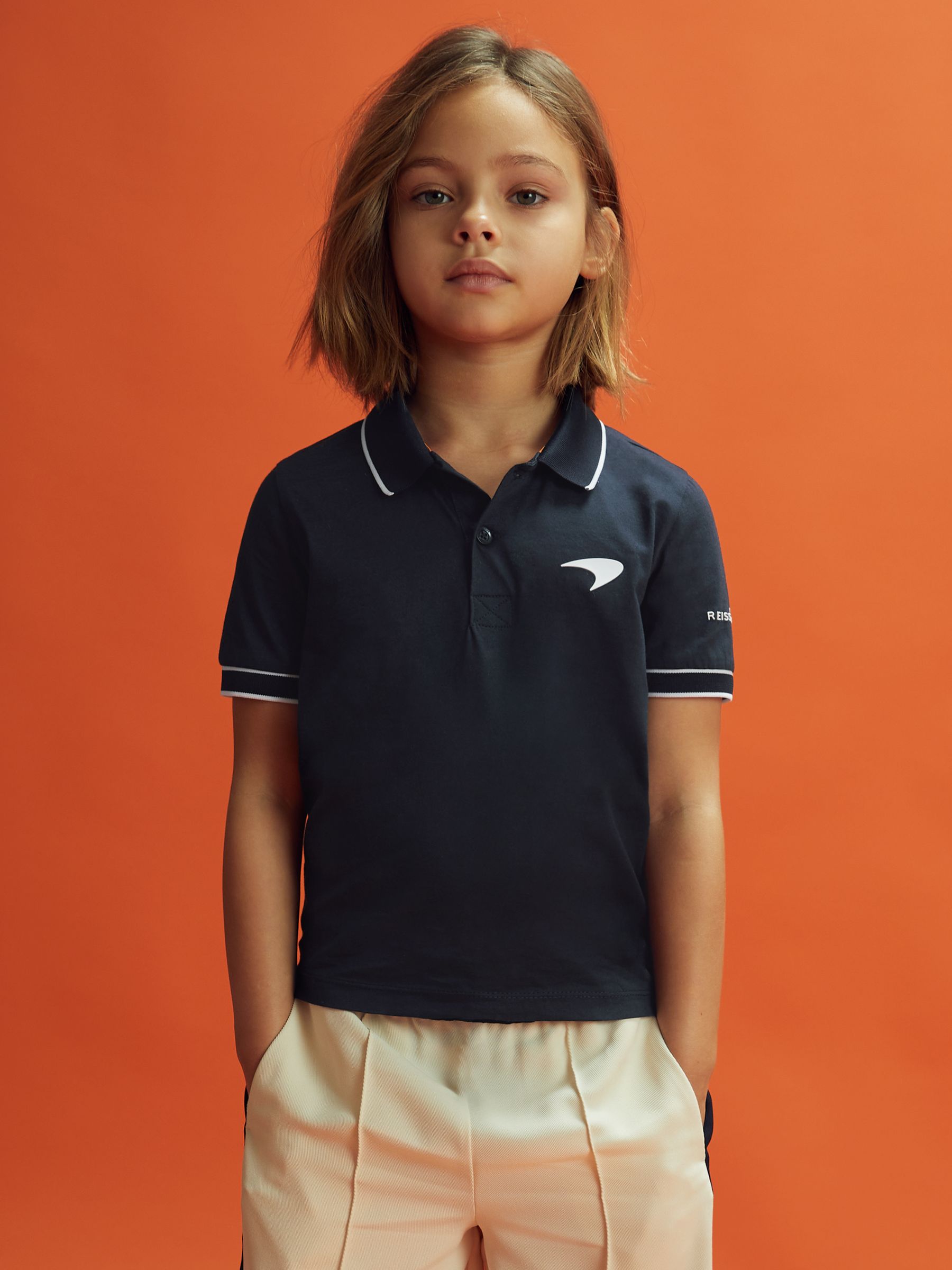 13-14 yrs McLaren F1 Mercerised Cotton Polo Shirt in Navy - Image 9 of 12