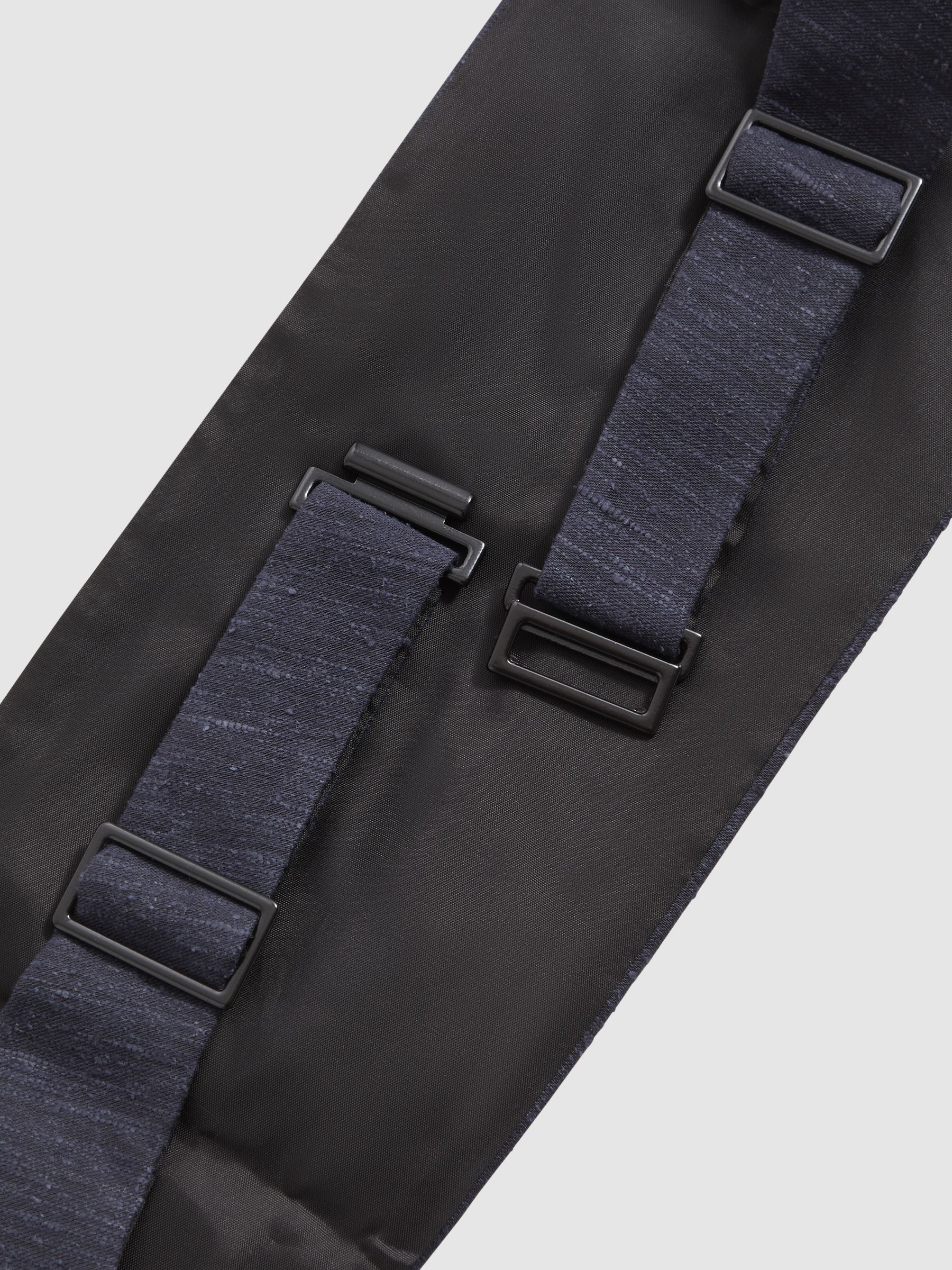 Silk Blend Pleated Cummerbund in Navy - Image 3 of 4