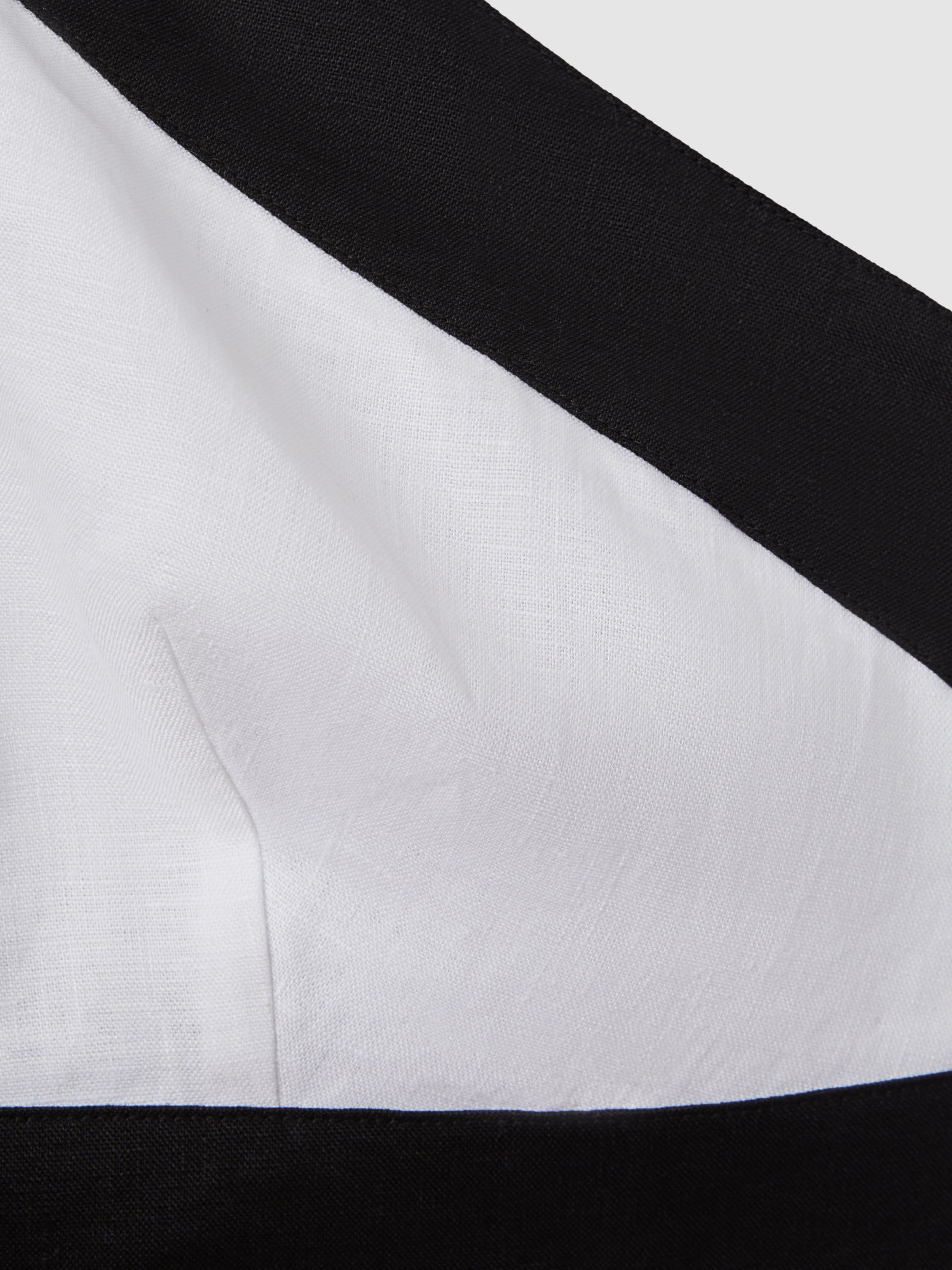 Linen Halterneck Cropped Top in White/Navy - Image 5 of 6