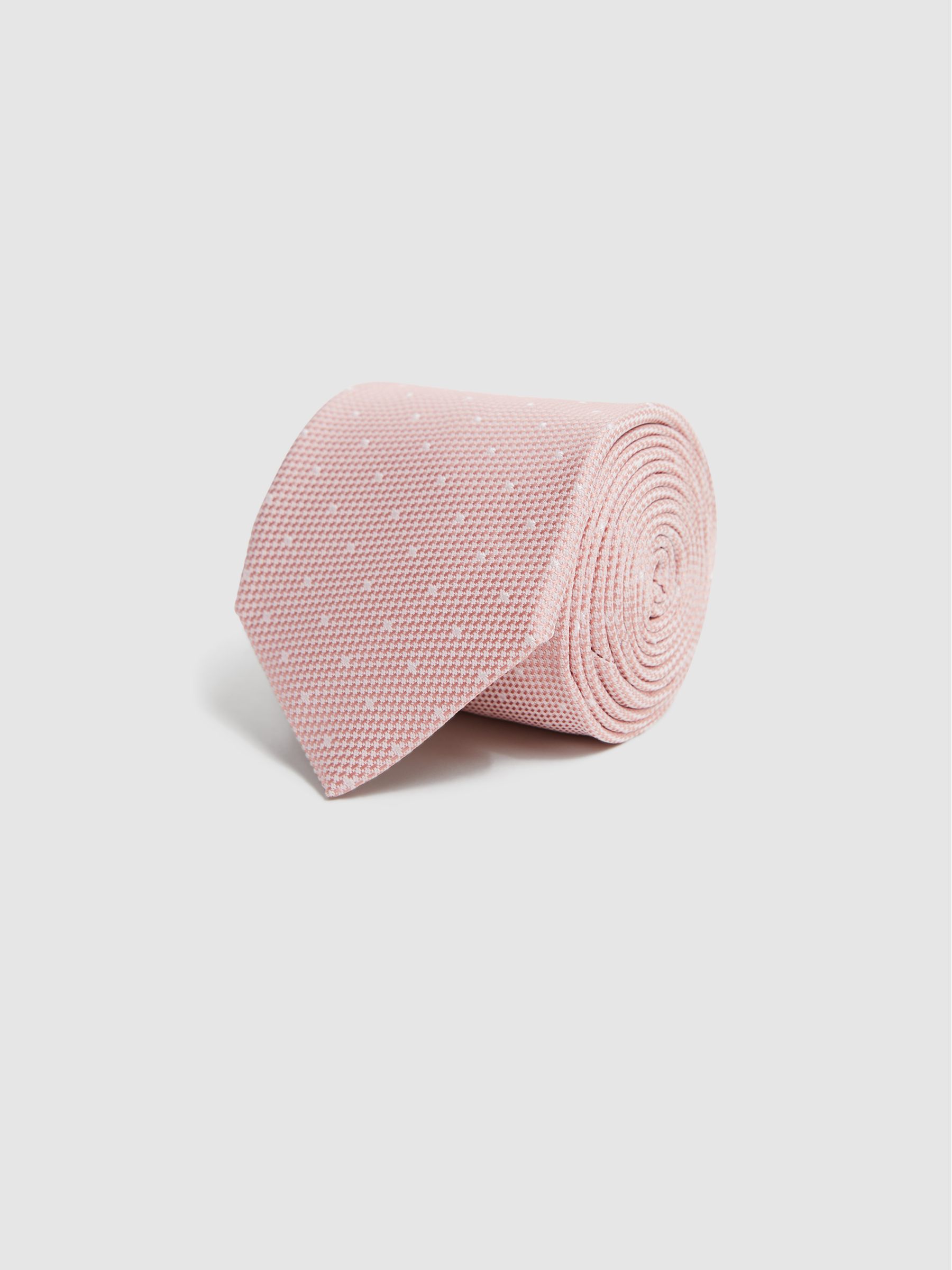 Silk Polka Dot Tie in Soft Pink - Image 3 of 5
