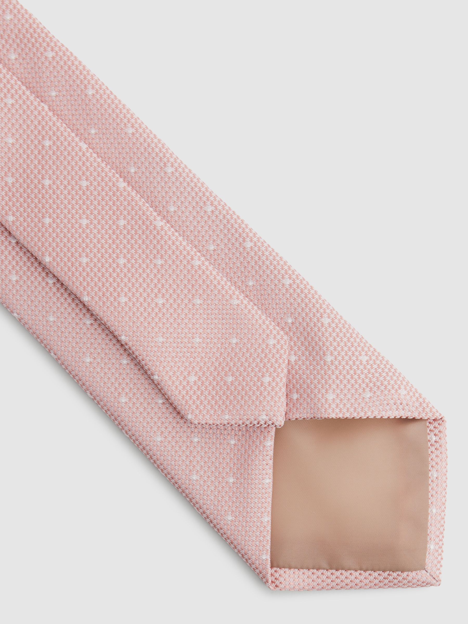 Silk Polka Dot Tie in Soft Pink - Image 4 of 5