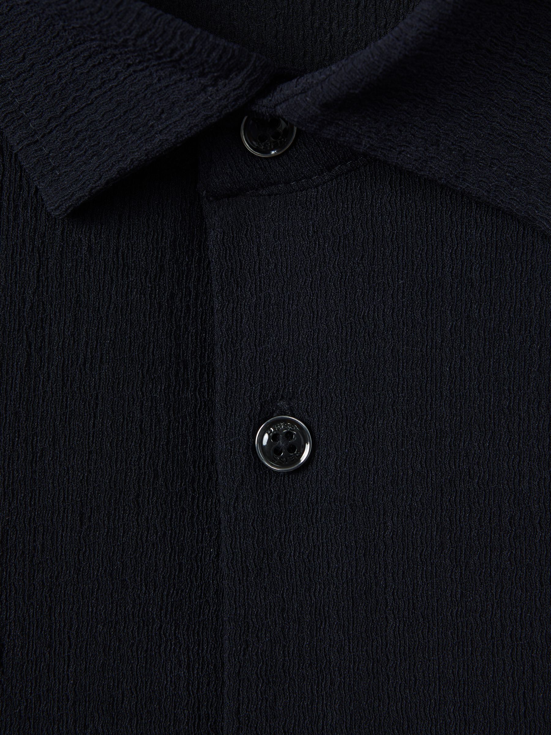 Textured Button-Through Shirt in Navy - Image 6 of 6