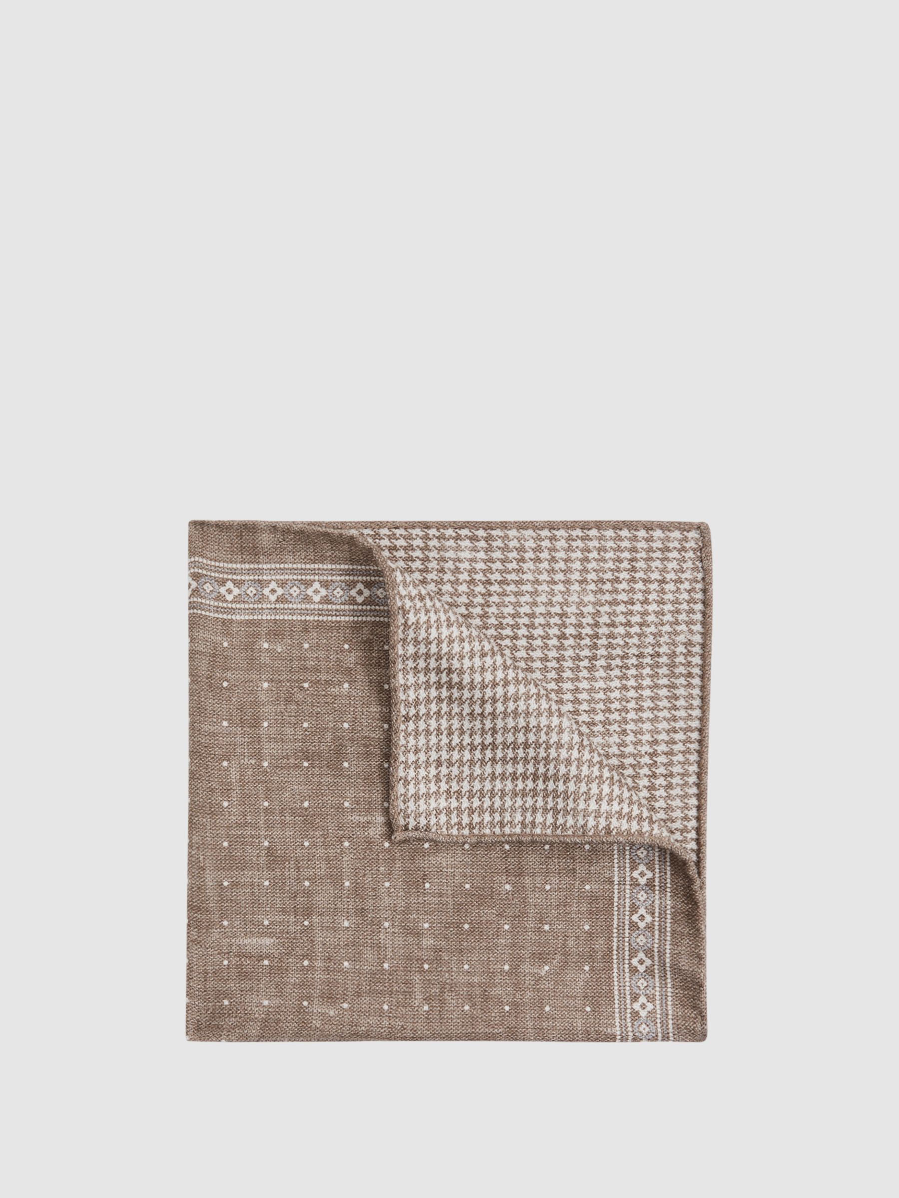 Silk Reversible Pocket Square in Brown Melange - Image 1 of 7 Silk Reversible Pocket Square in Brown Melange - Image 1 of 7