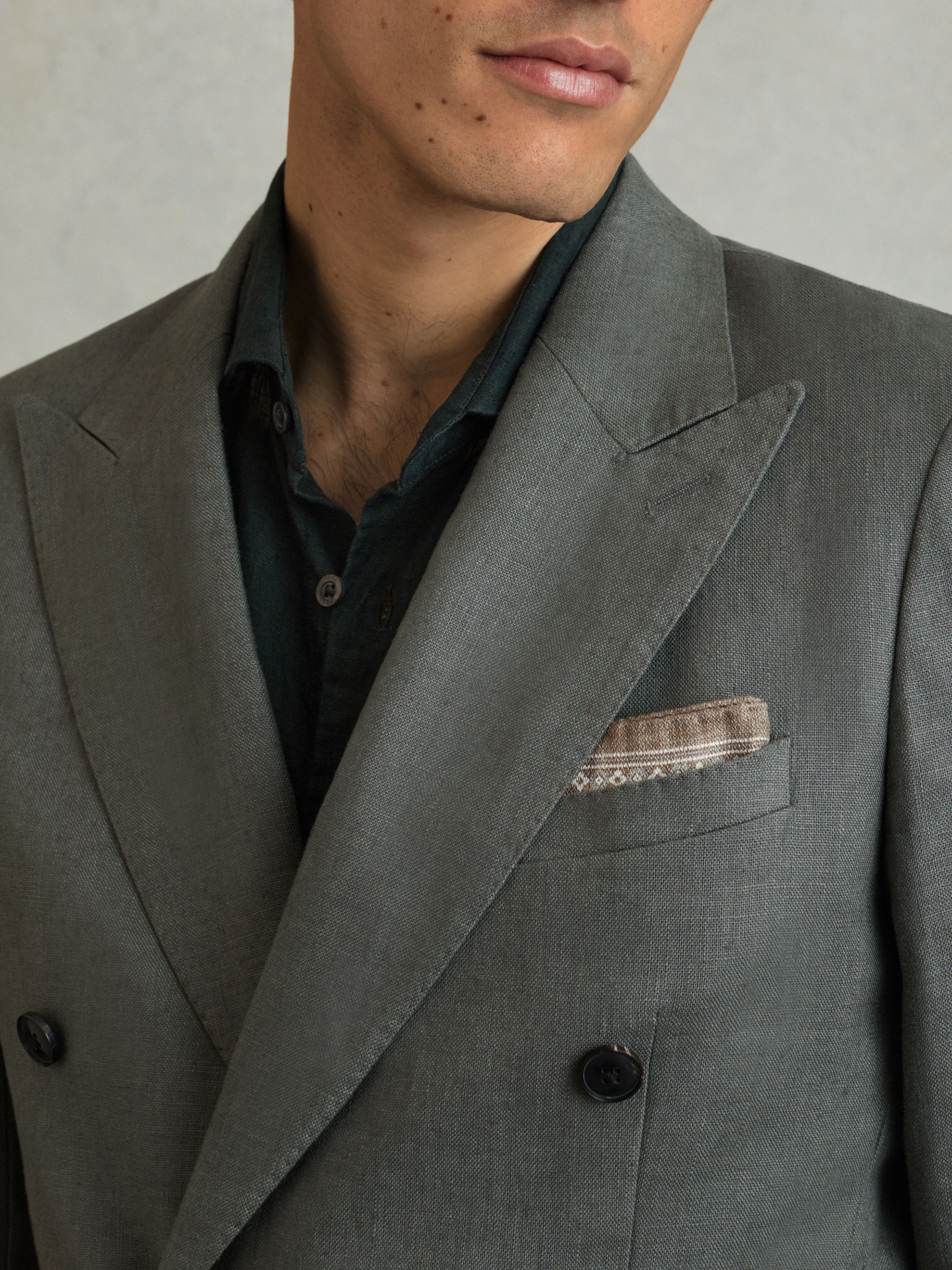 Silk Reversible Pocket Square in Brown Melange - Image 2 of 7