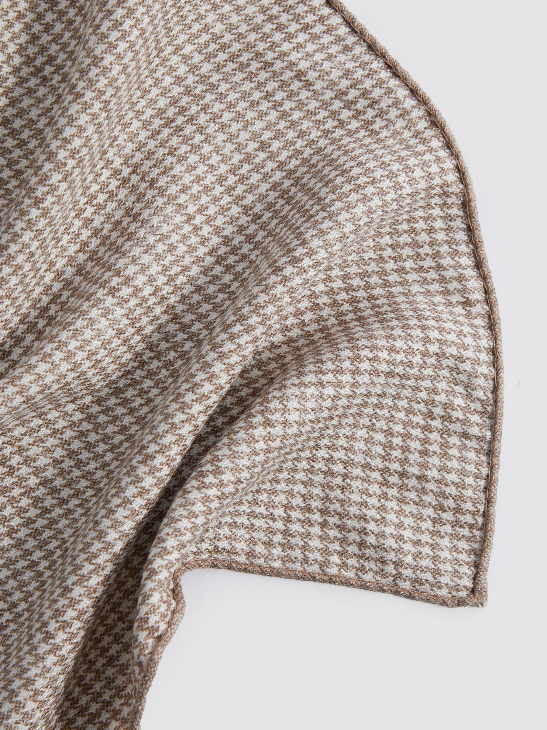 Silk Reversible Pocket Square in Brown Melange - Image 4 of 7