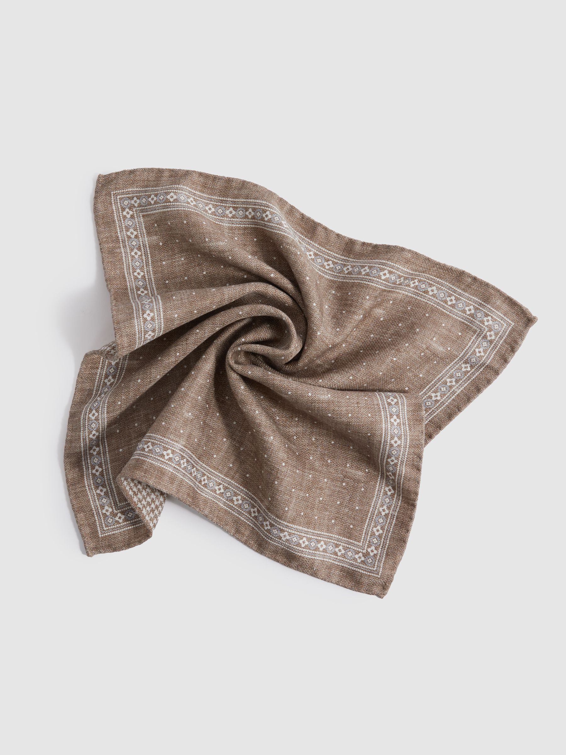 Silk Reversible Pocket Square in Brown Melange - Image 5 of 7