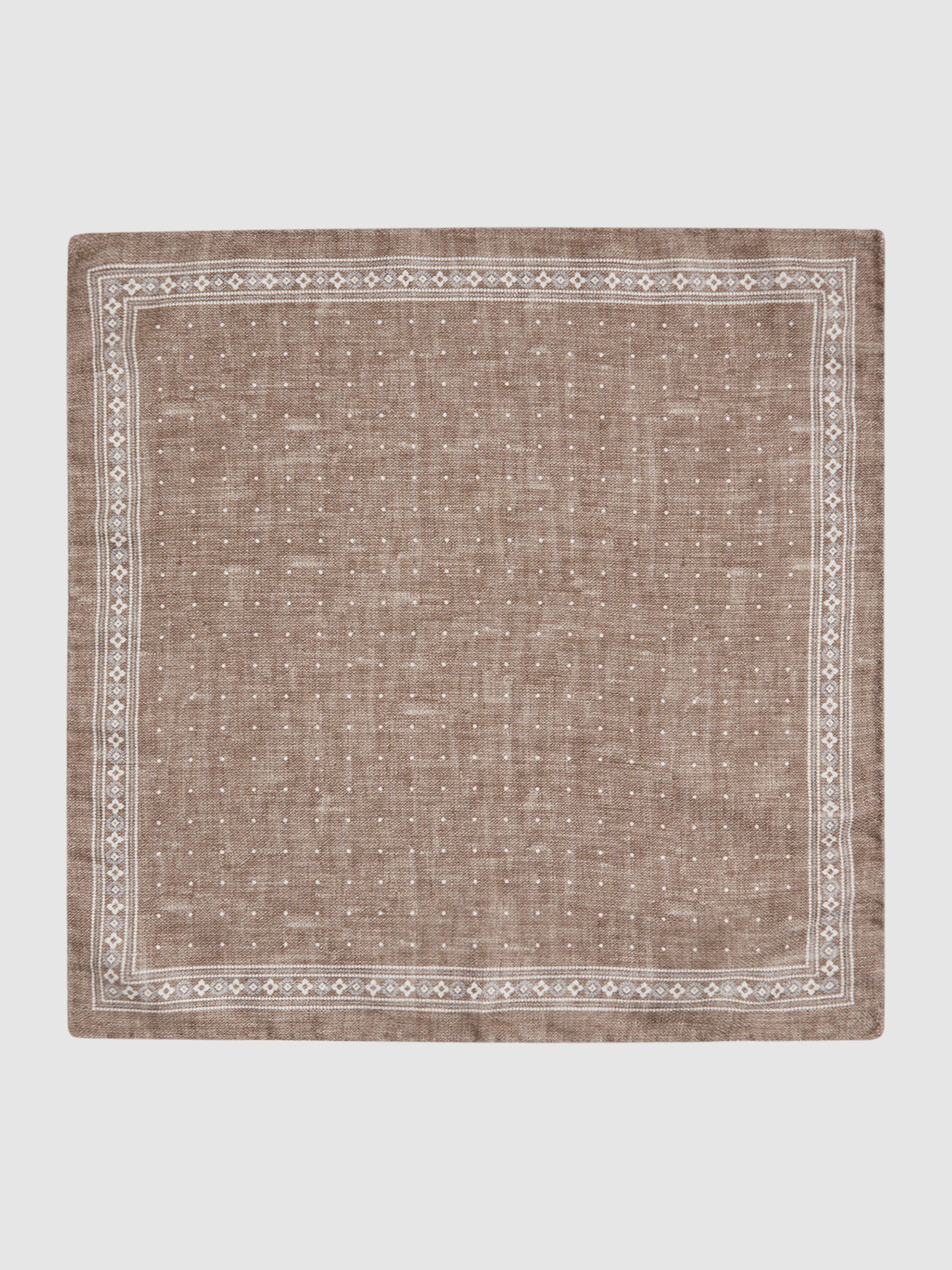 Silk Reversible Pocket Square in Brown Melange - Image 6 of 7