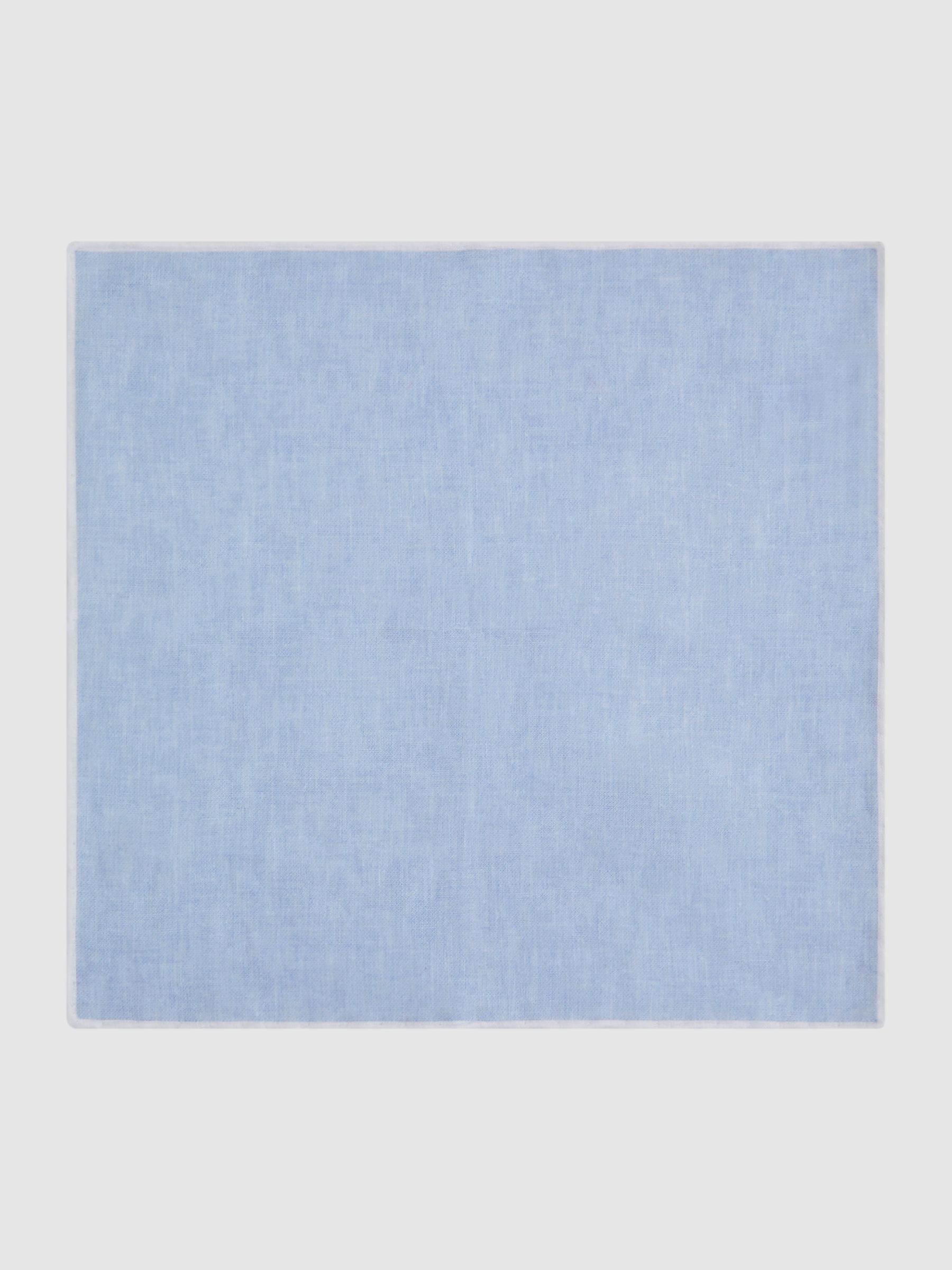 Linen Contrast Trim Pocket Square in Sky Blue Melange - Image 4 of 5