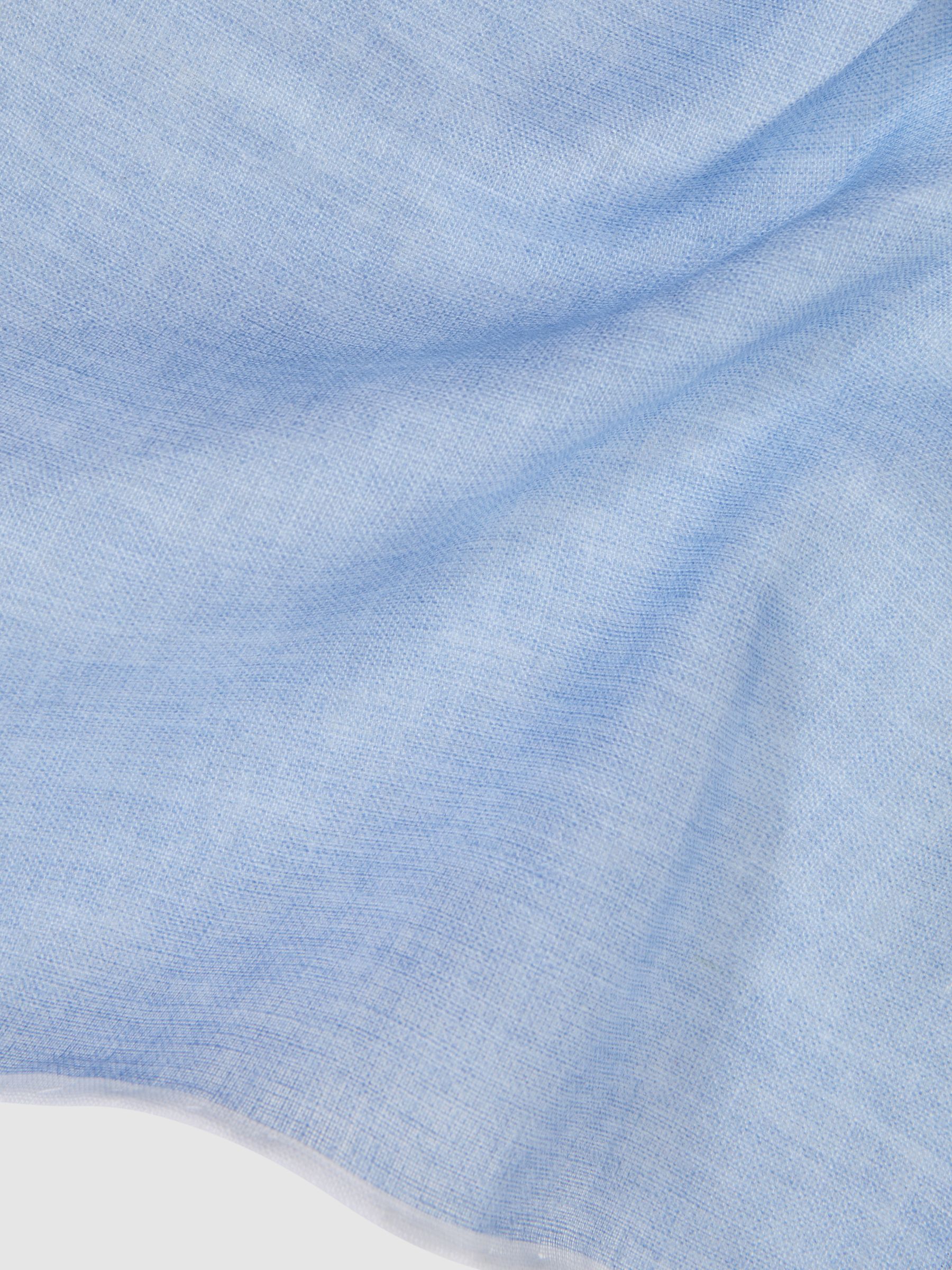 Linen Contrast Trim Pocket Square in Sky Blue Melange - Image 5 of 5