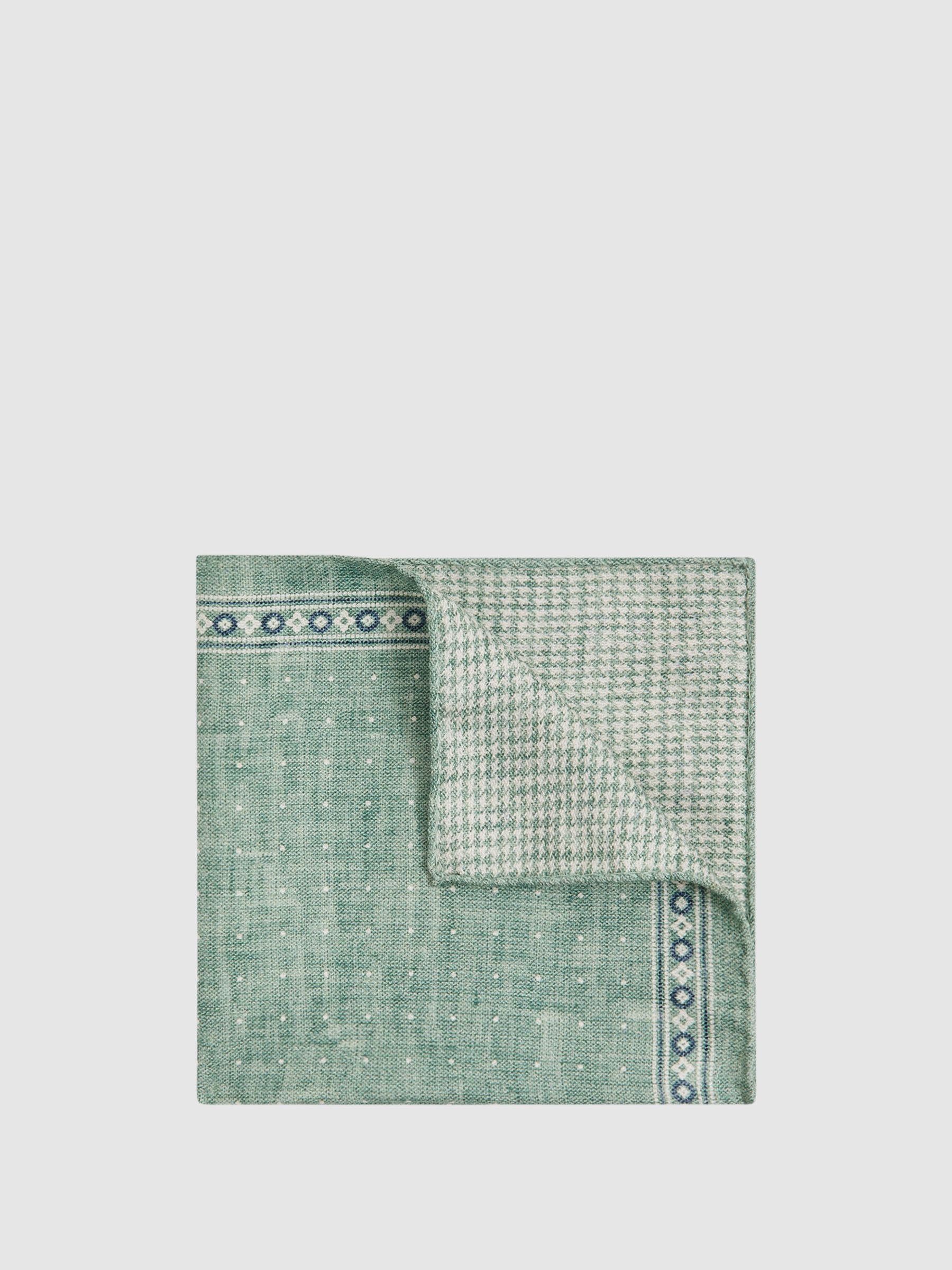 Silk Reversible Pocket Square in Pistachio Melange - Image 1 of 7