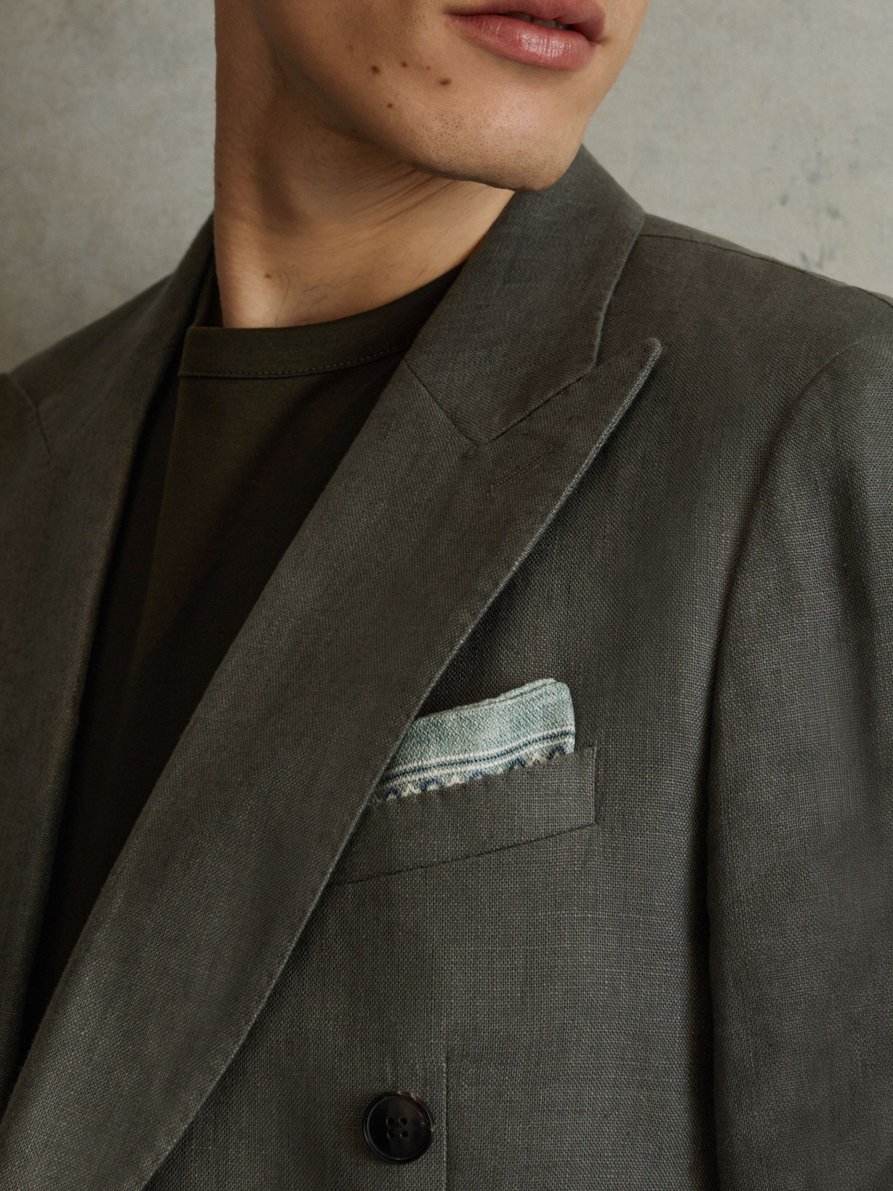 Silk Reversible Pocket Square in Pistachio Melange - Image 2 of 7