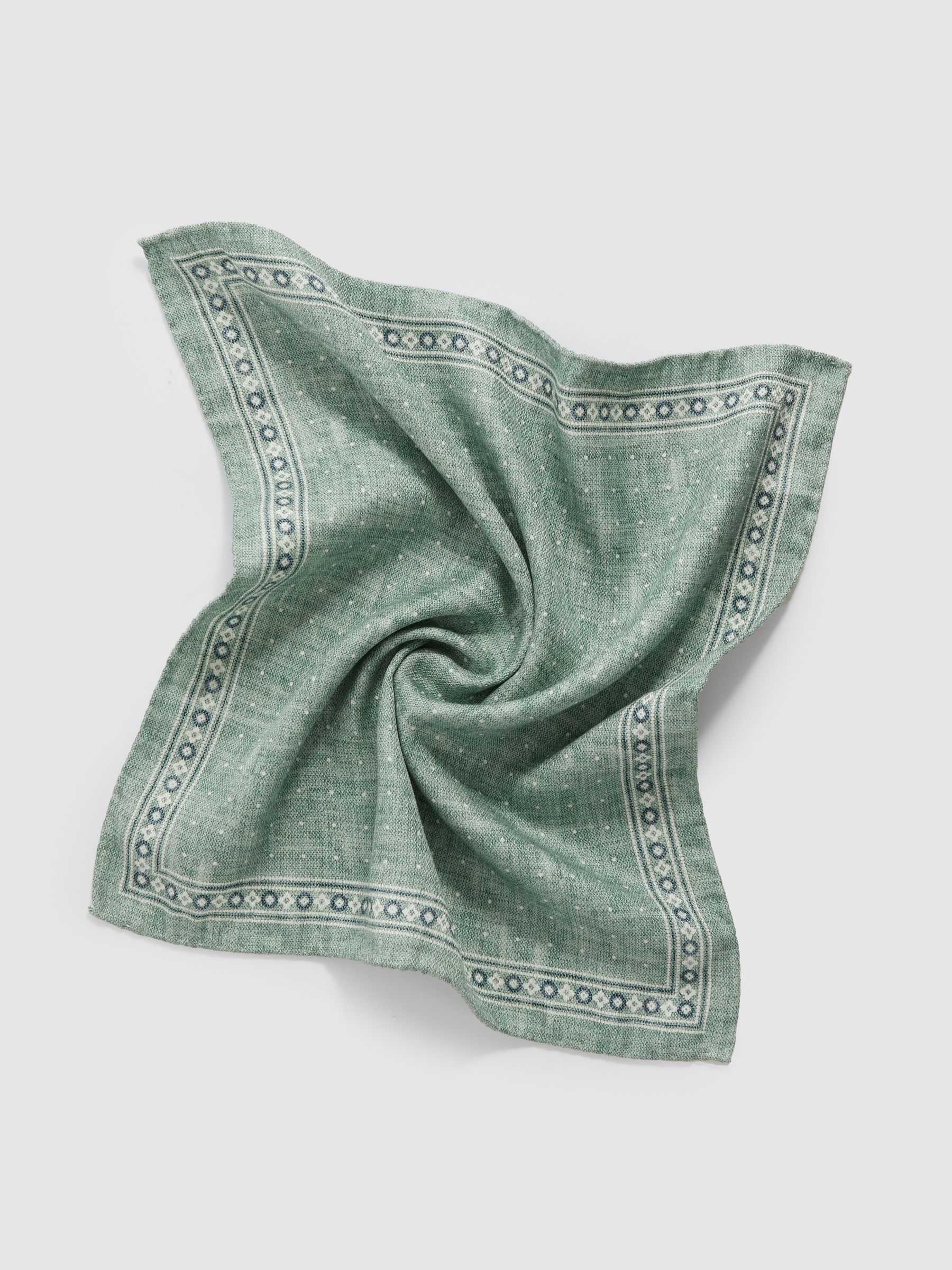 Silk Reversible Pocket Square in Pistachio Melange - Image 5 of 7