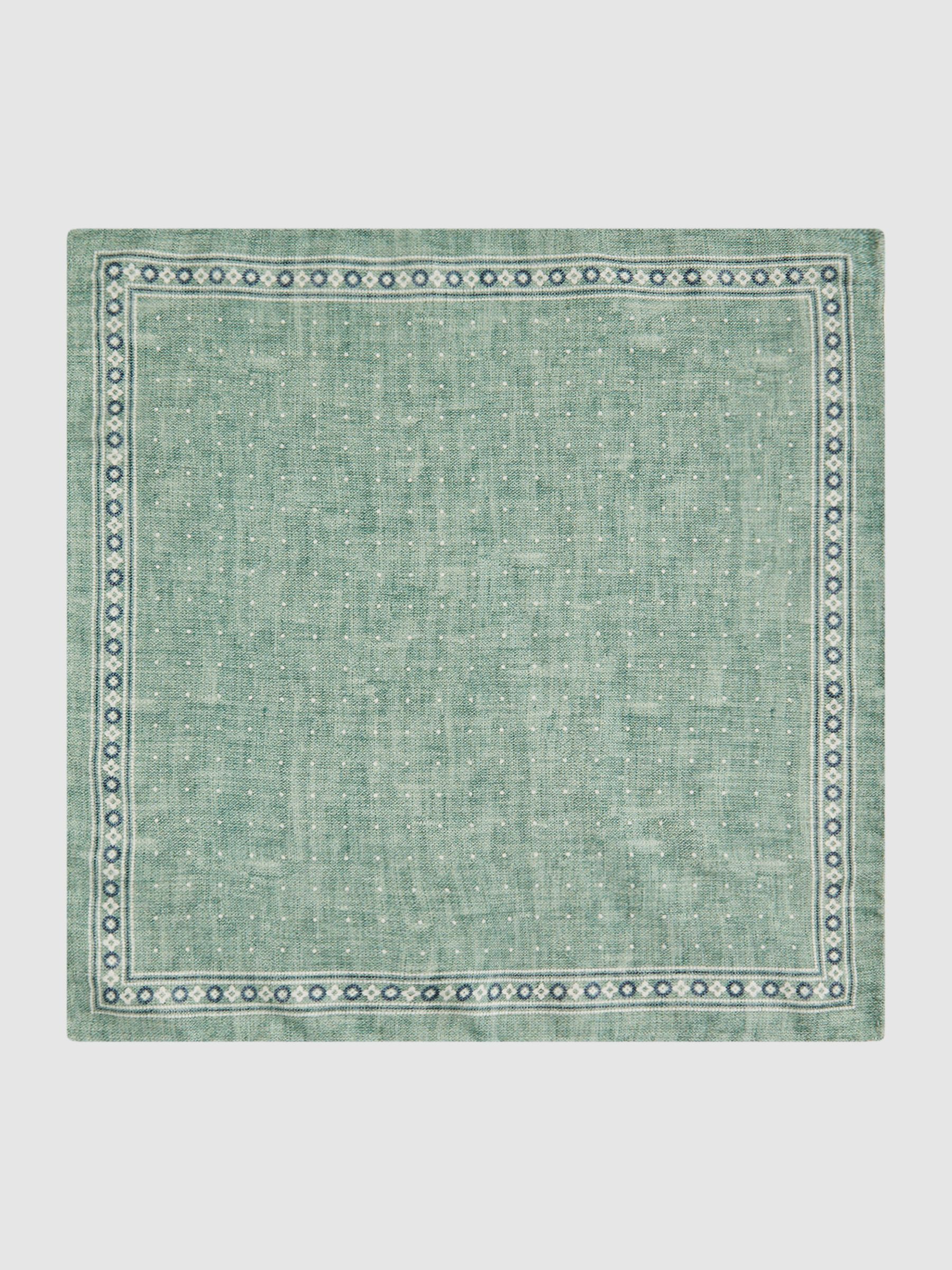 Silk Reversible Pocket Square in Pistachio Melange - Image 6 of 7