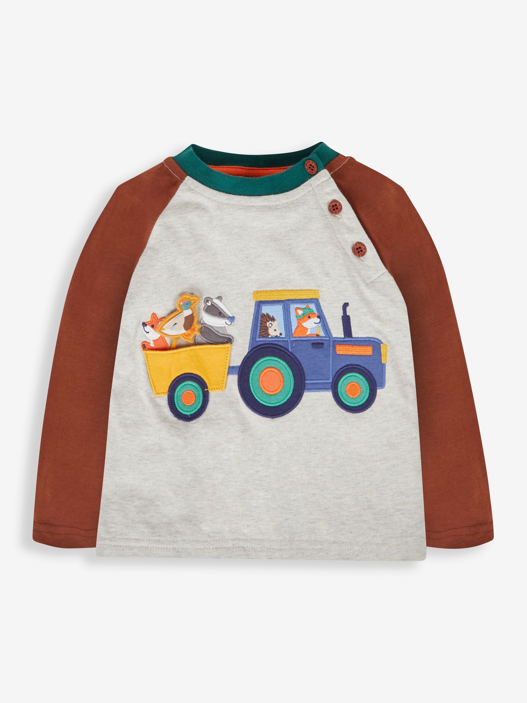 Toffee Tractor Appliqué With Pet In Pocket Top - Image 2 of 4
