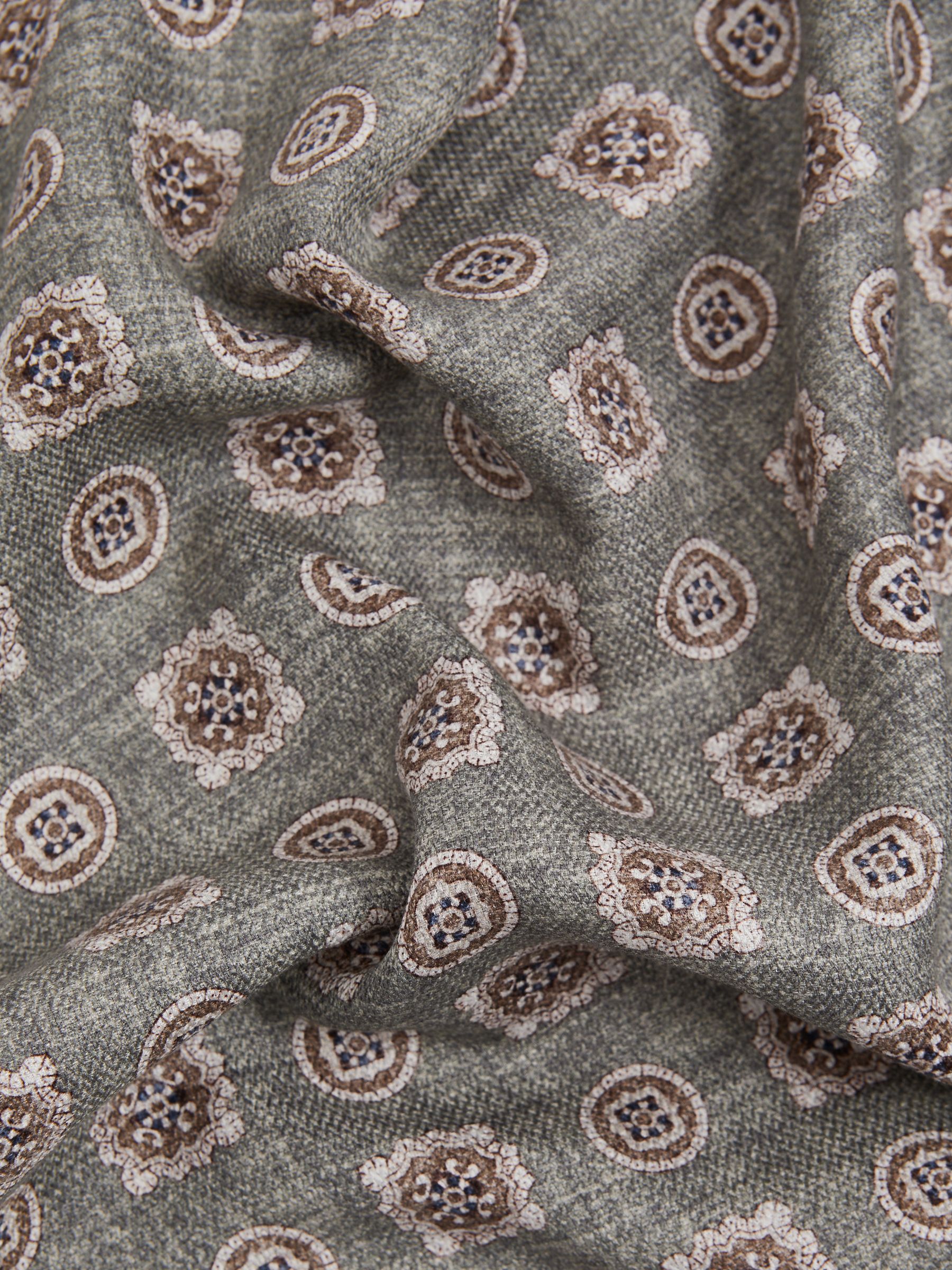 Silk Reversible Pocket Square in Sage Melange - Image 3 of 7