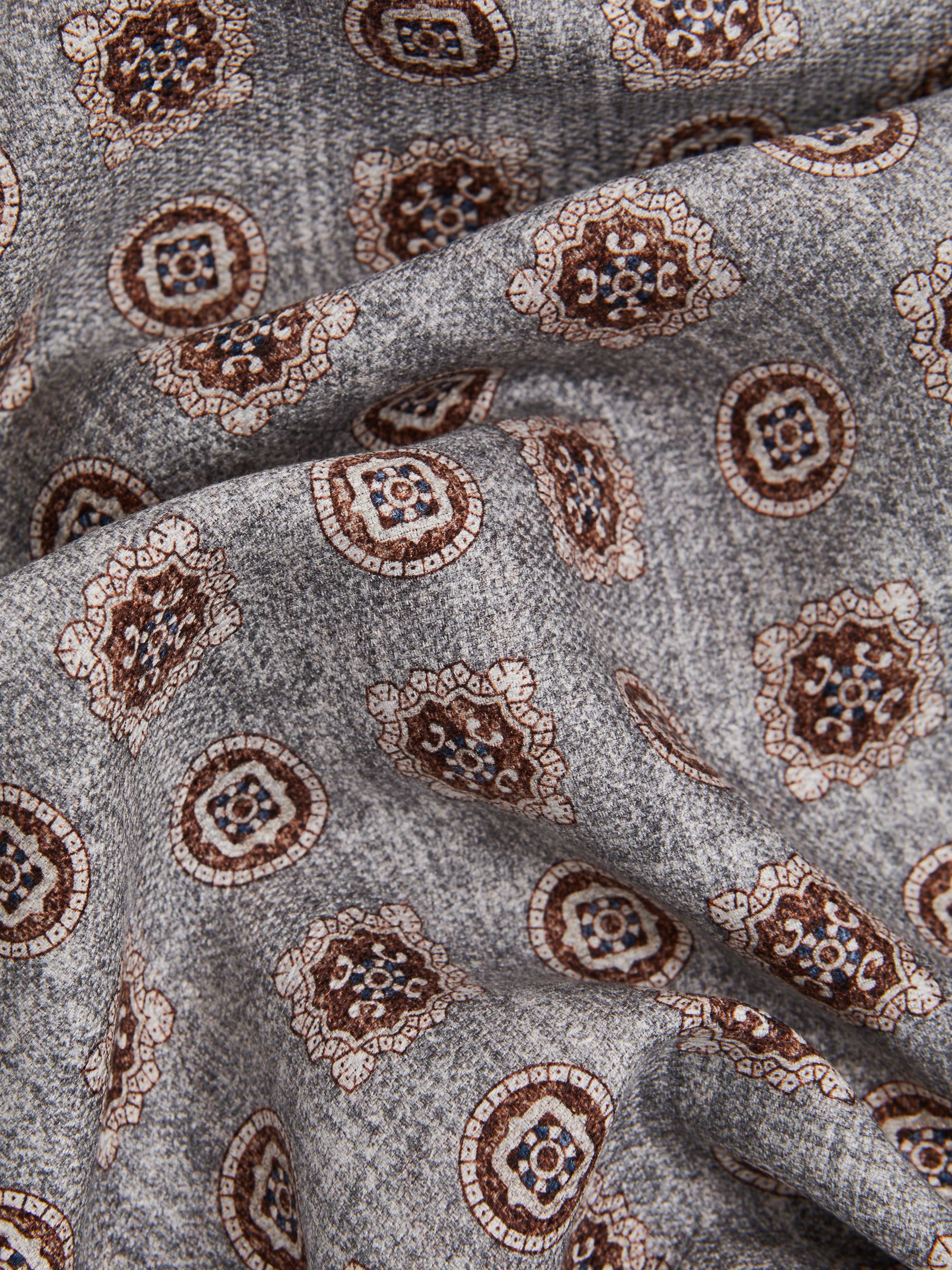 Silk Reversible Pocket Square in Grey Melange - Image 3 of 8