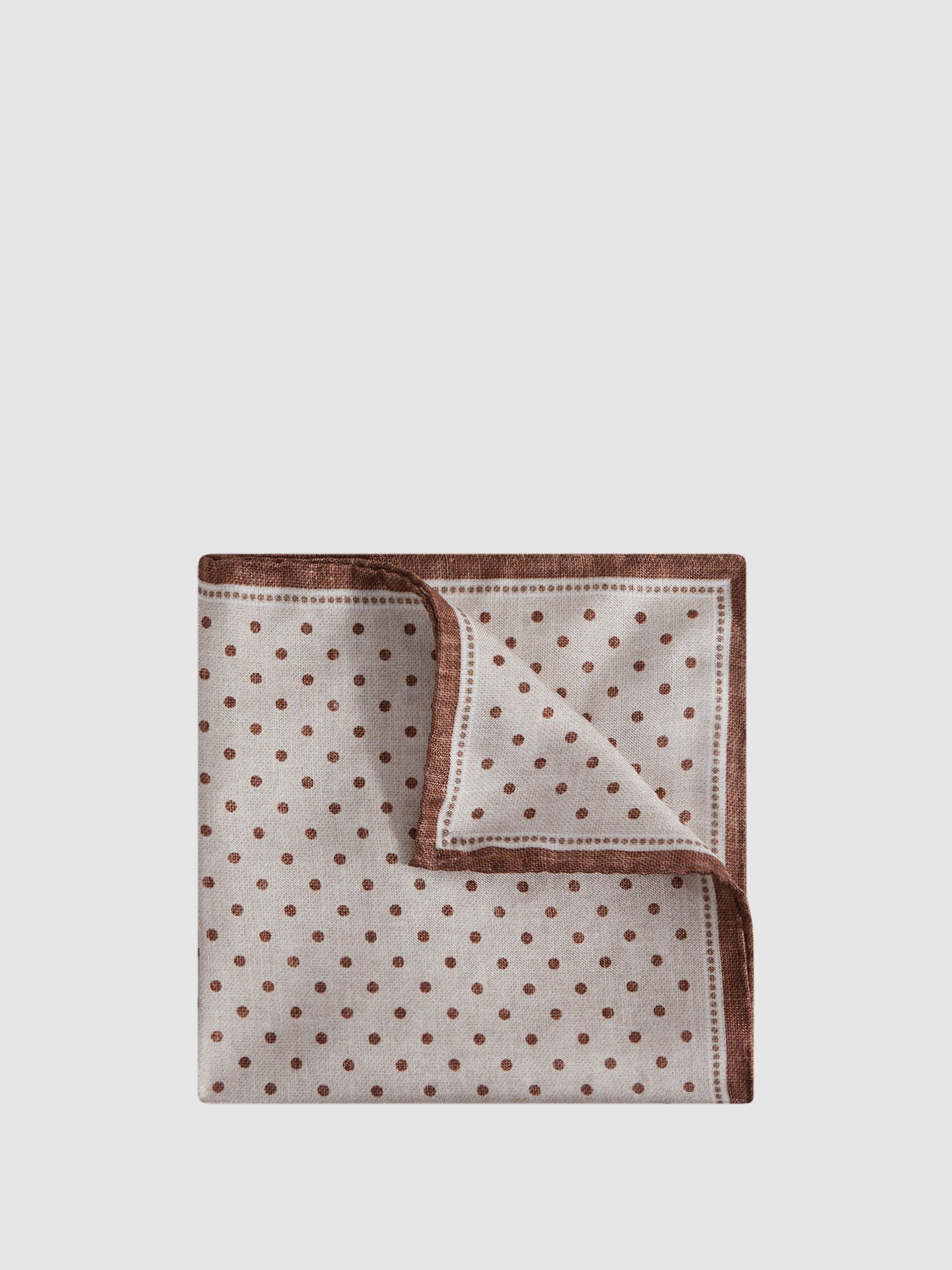 Silk Polka Dot Pocket Square in Oatmeal Melange - Image 1 of 5